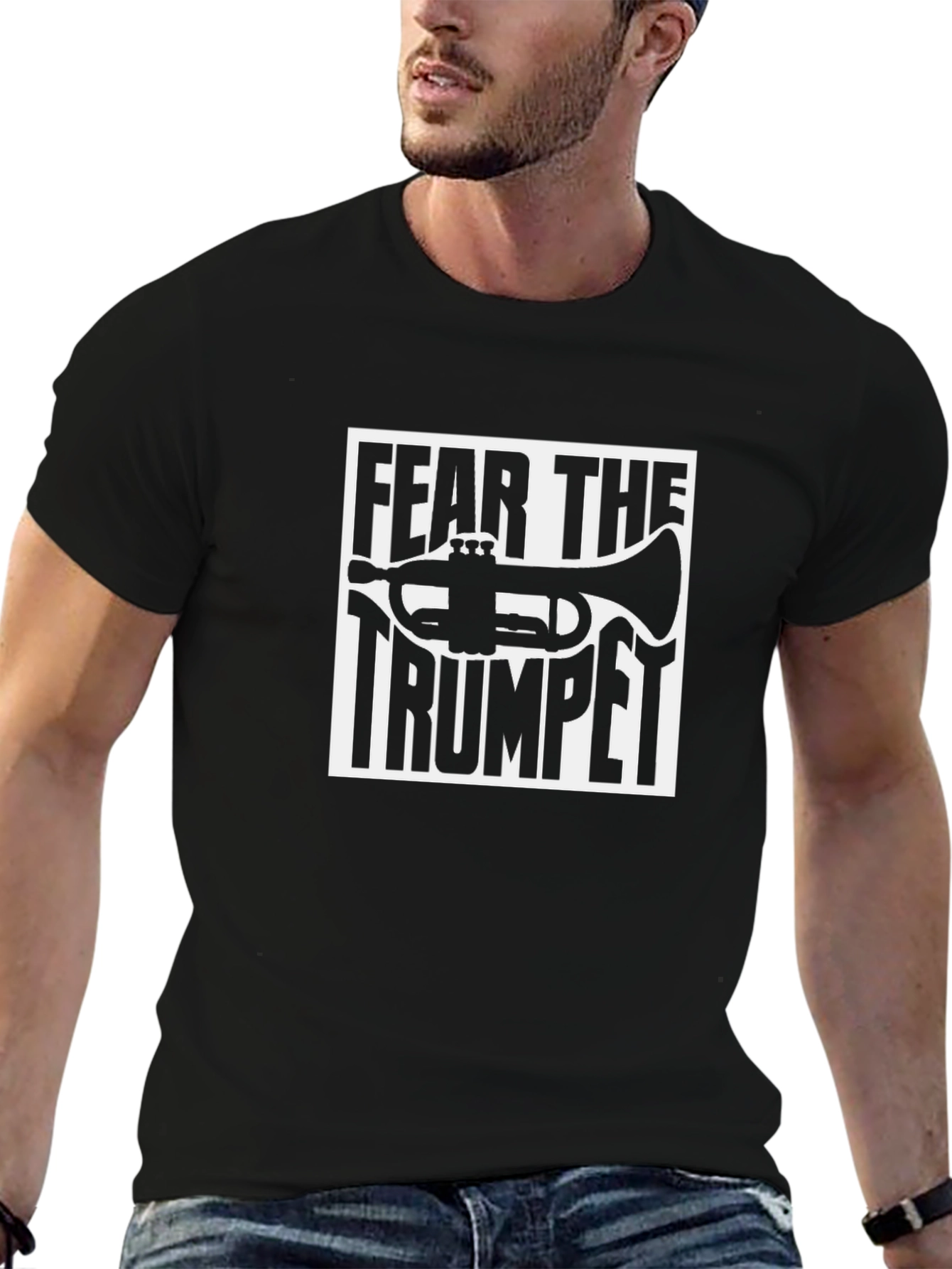 Fear the Trumpet Graphic Tee - Black Cotton T-Shirt