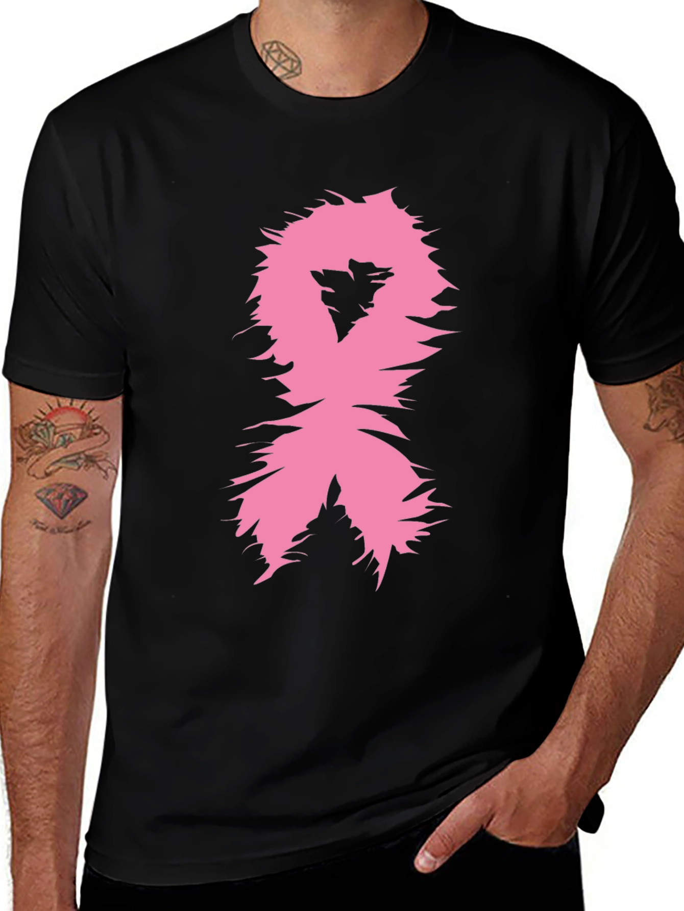 Pink Ribbon Awareness T-Shirt - Black