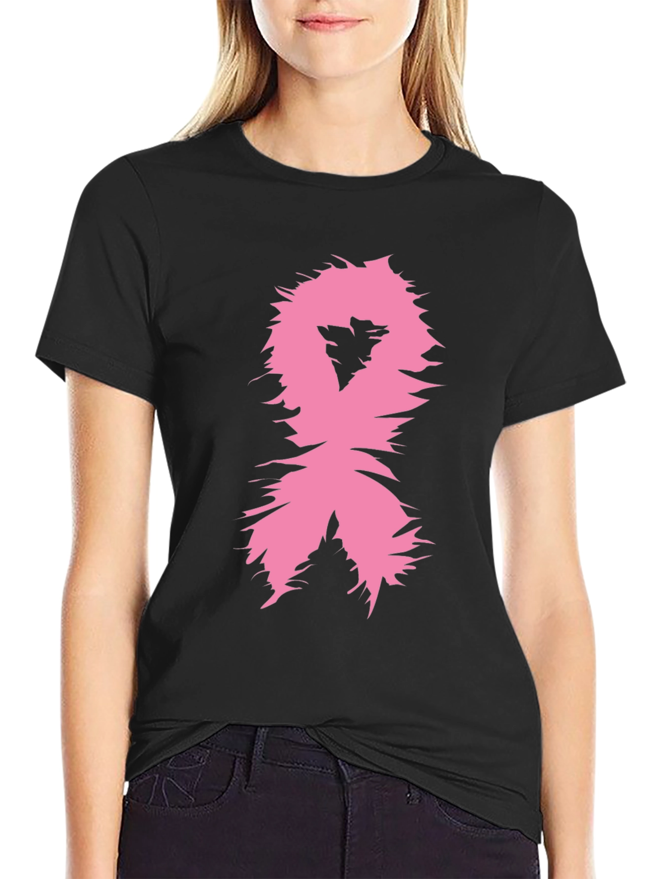 Pink Ribbon Awareness T-Shirt - Black