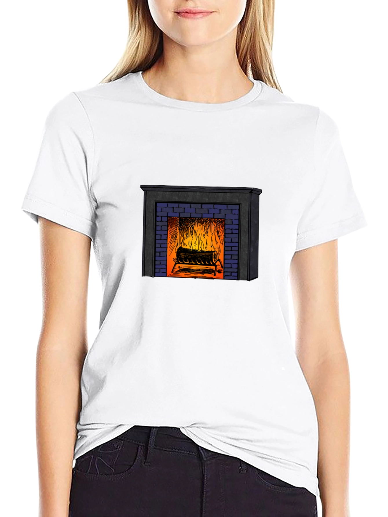 Fireplace Graphic T-Shirt - Cozy Comfort