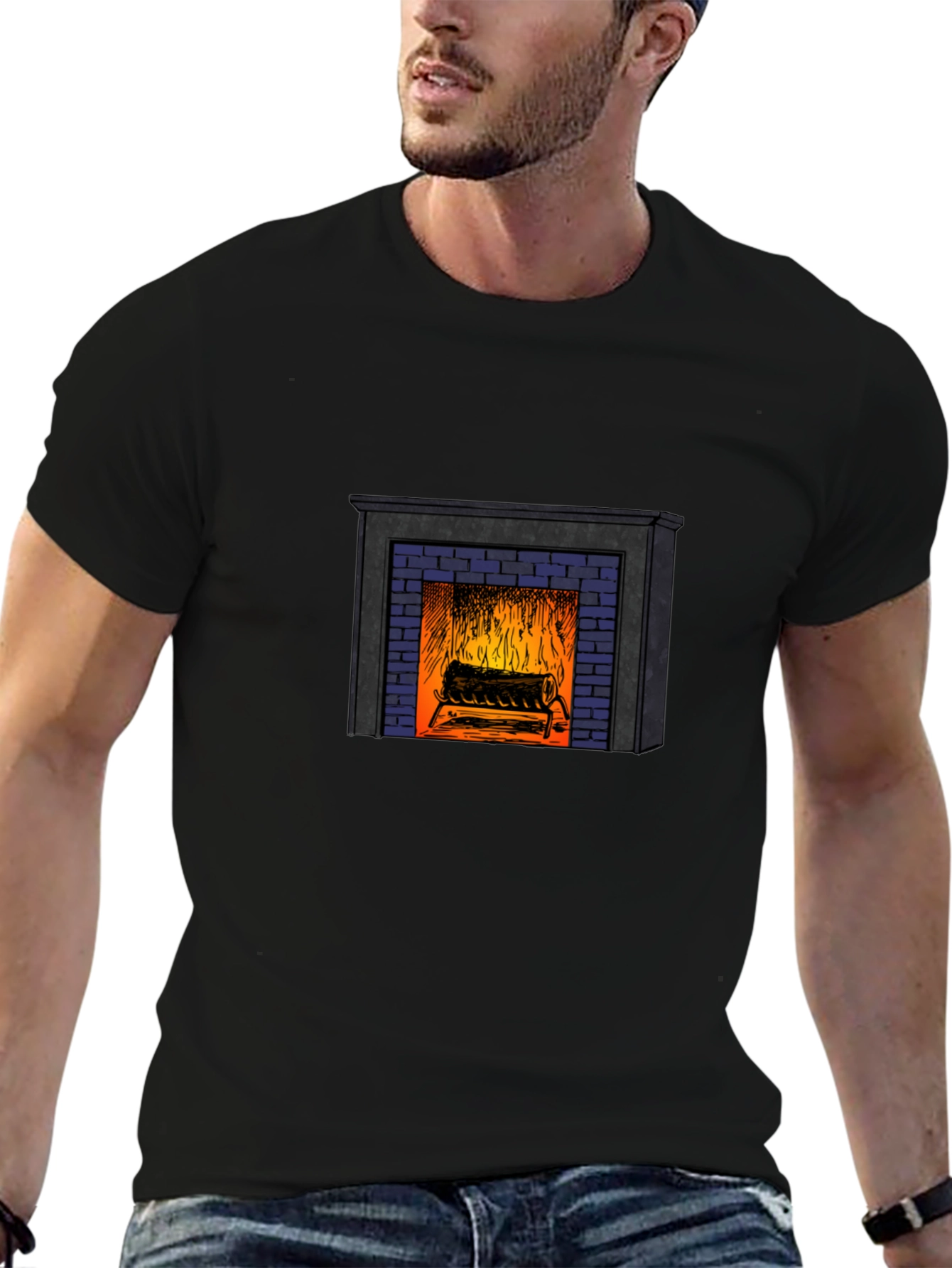 Fireplace Graphic T-Shirt - Cozy Comfort