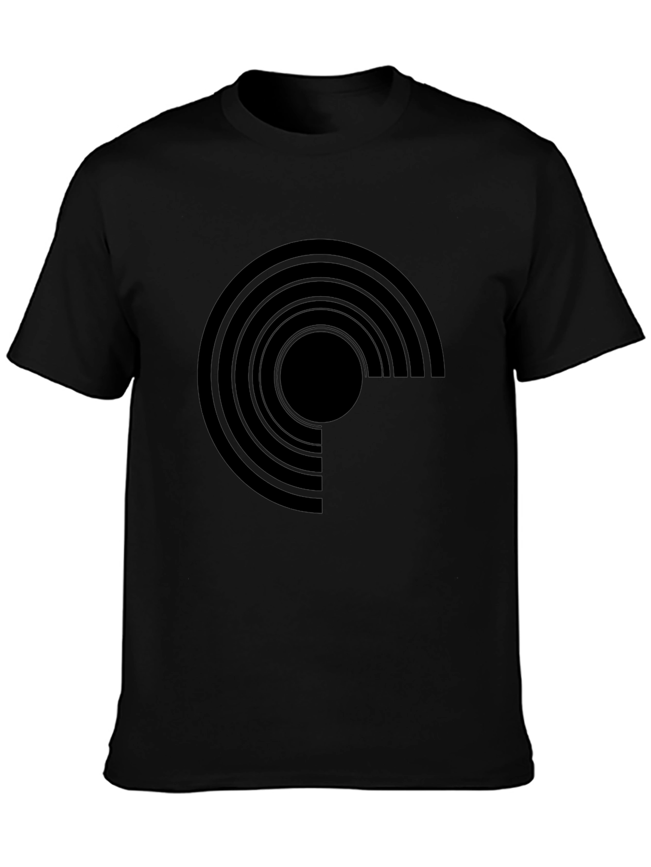 Modern Geometric Graphic Tee - Black Cotton Blend