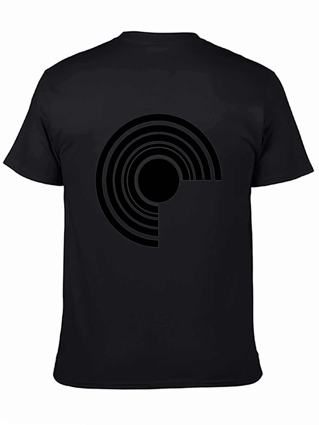 Modern Geometric Graphic Tee - Black Cotton Blend