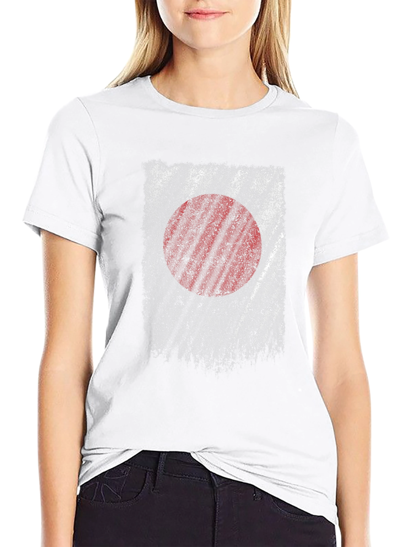 Japan Flag Distressed Graphic Black T-Shirt