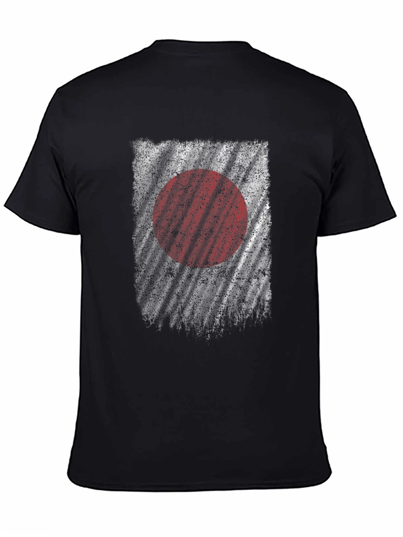 Japan Flag Distressed Graphic Black T-Shirt