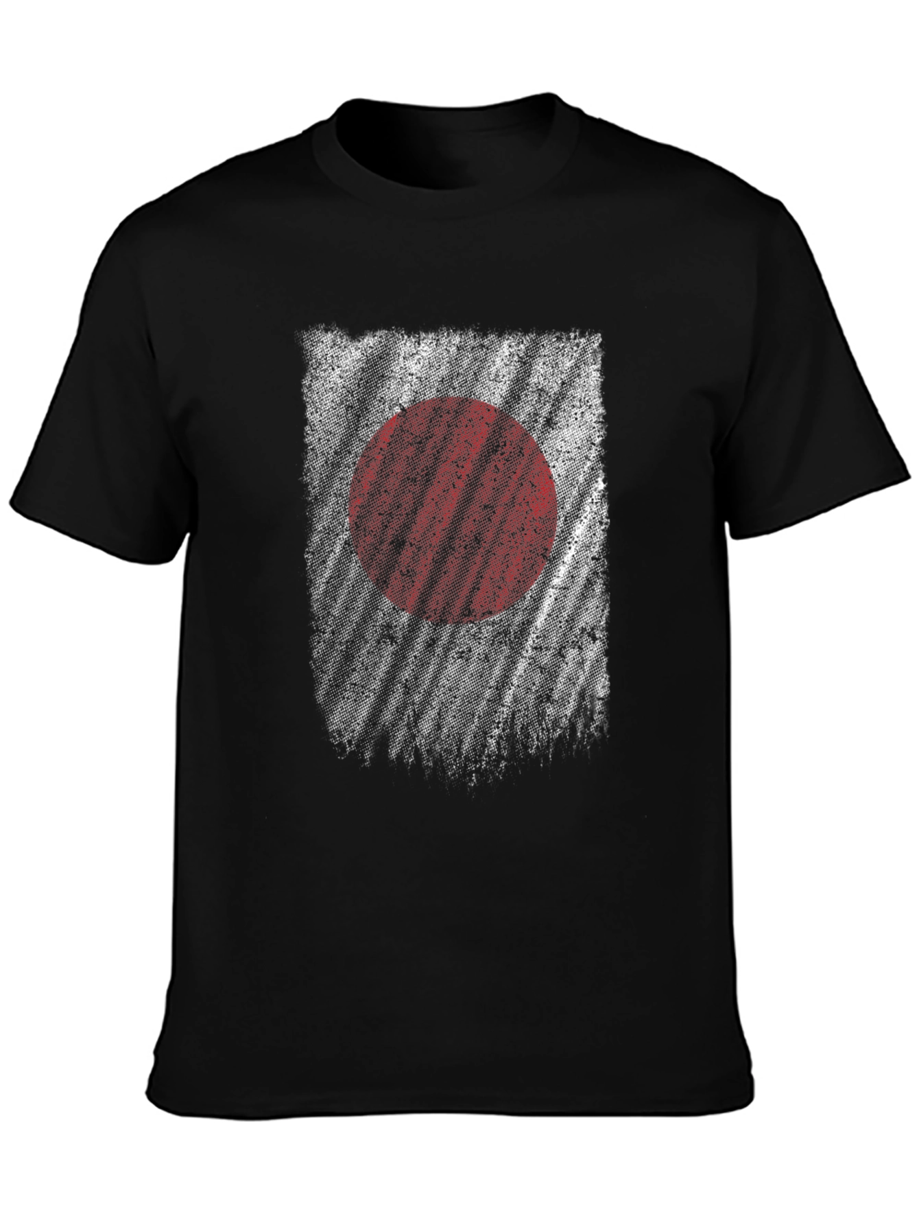 Japan Flag Distressed Graphic Black T-Shirt