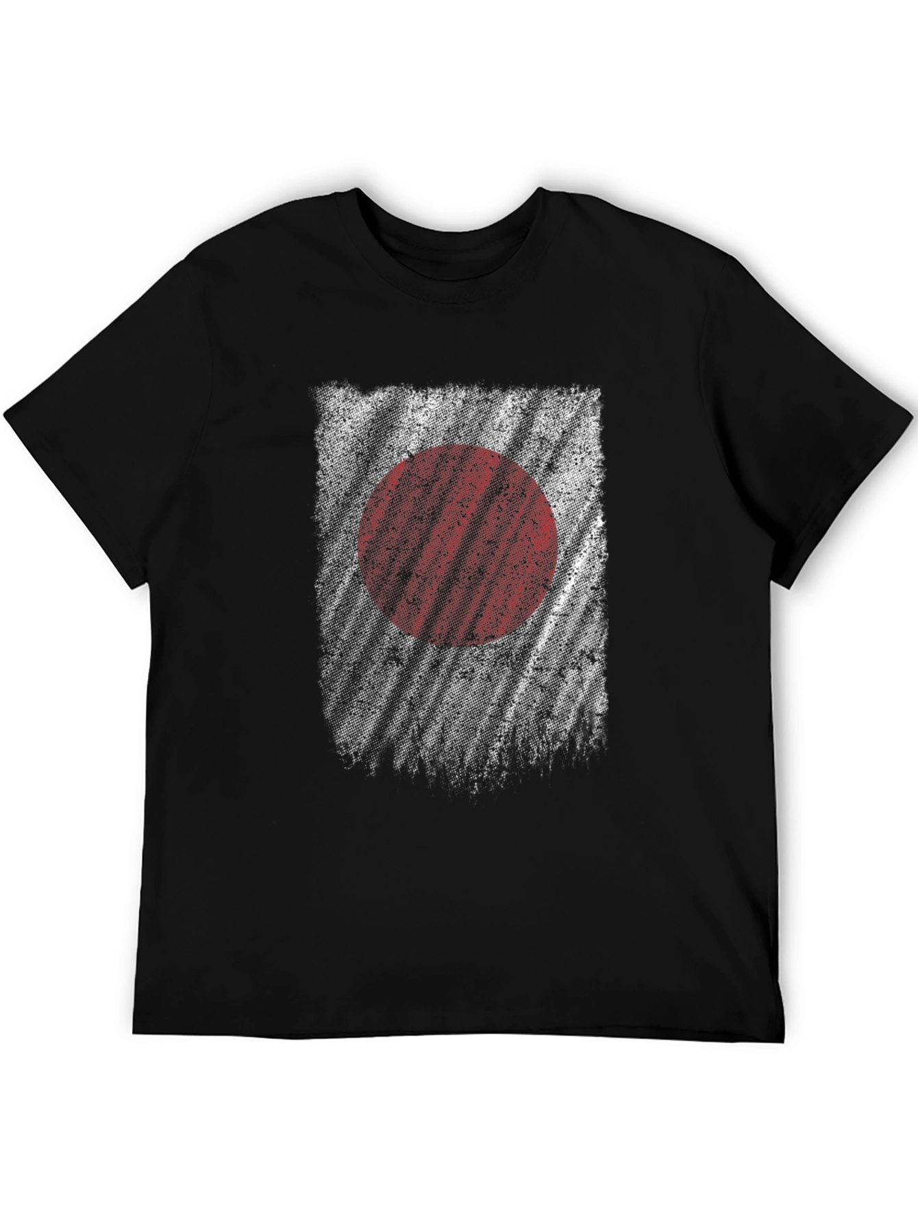 Japan Flag Distressed Graphic Black T-Shirt