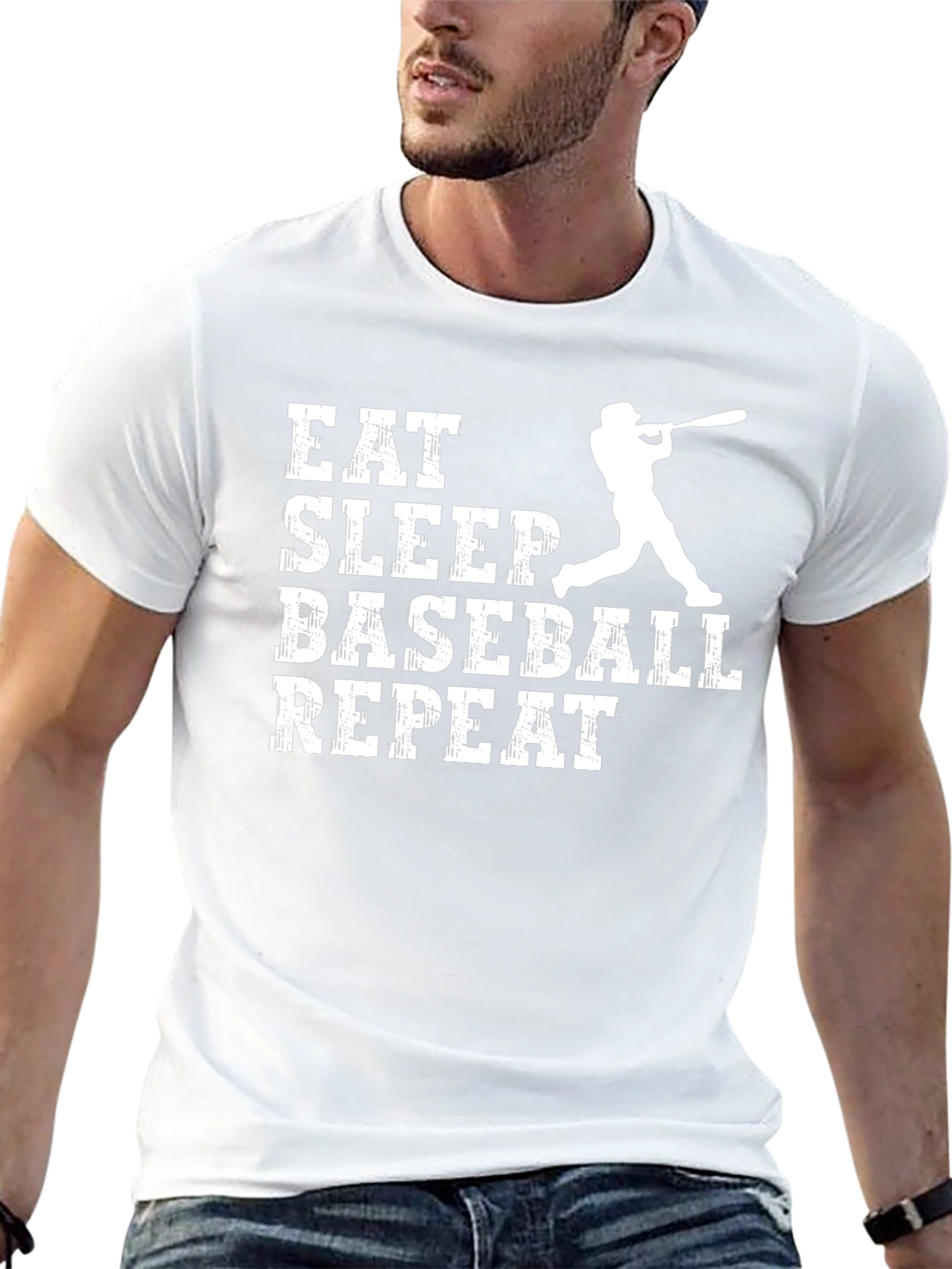 Eat Sleep Baseball Repeat T-Shirt - Black Cotton