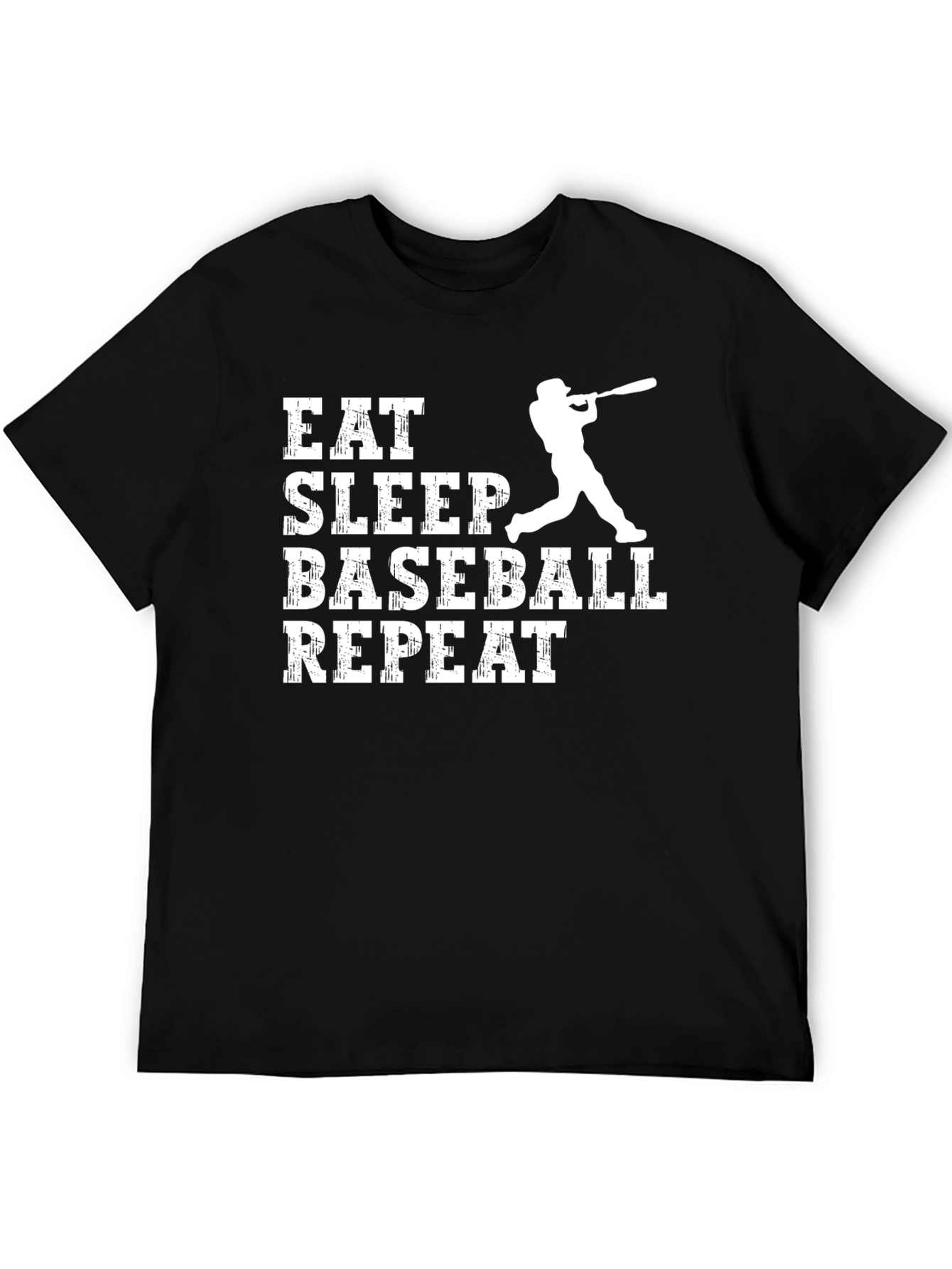 Eat Sleep Baseball Repeat T-Shirt - Black Cotton