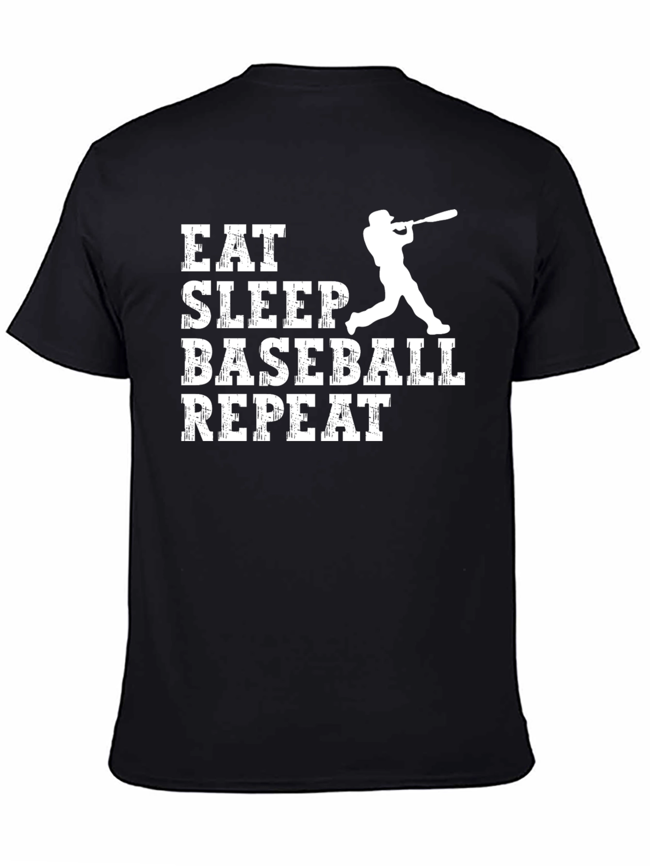 Eat Sleep Baseball Repeat T-Shirt - Black Cotton