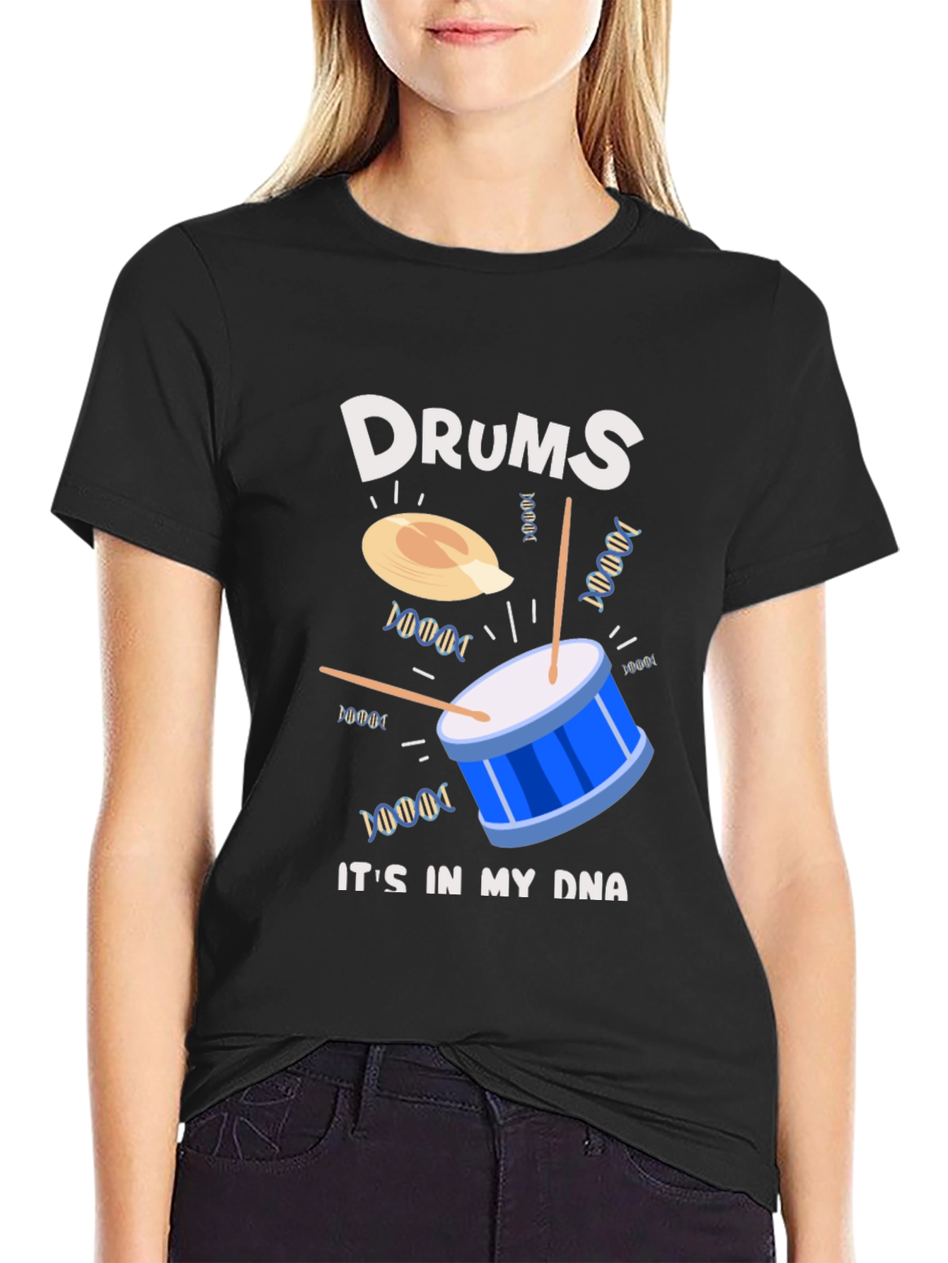 Drums in My DNA Graphic T-Shirt - Black
