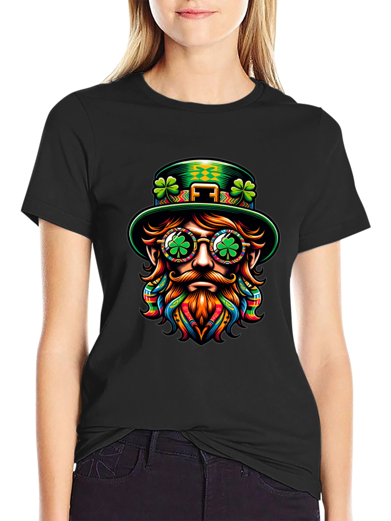 St Patricks Day Leprechaun Graphic Tee - Black