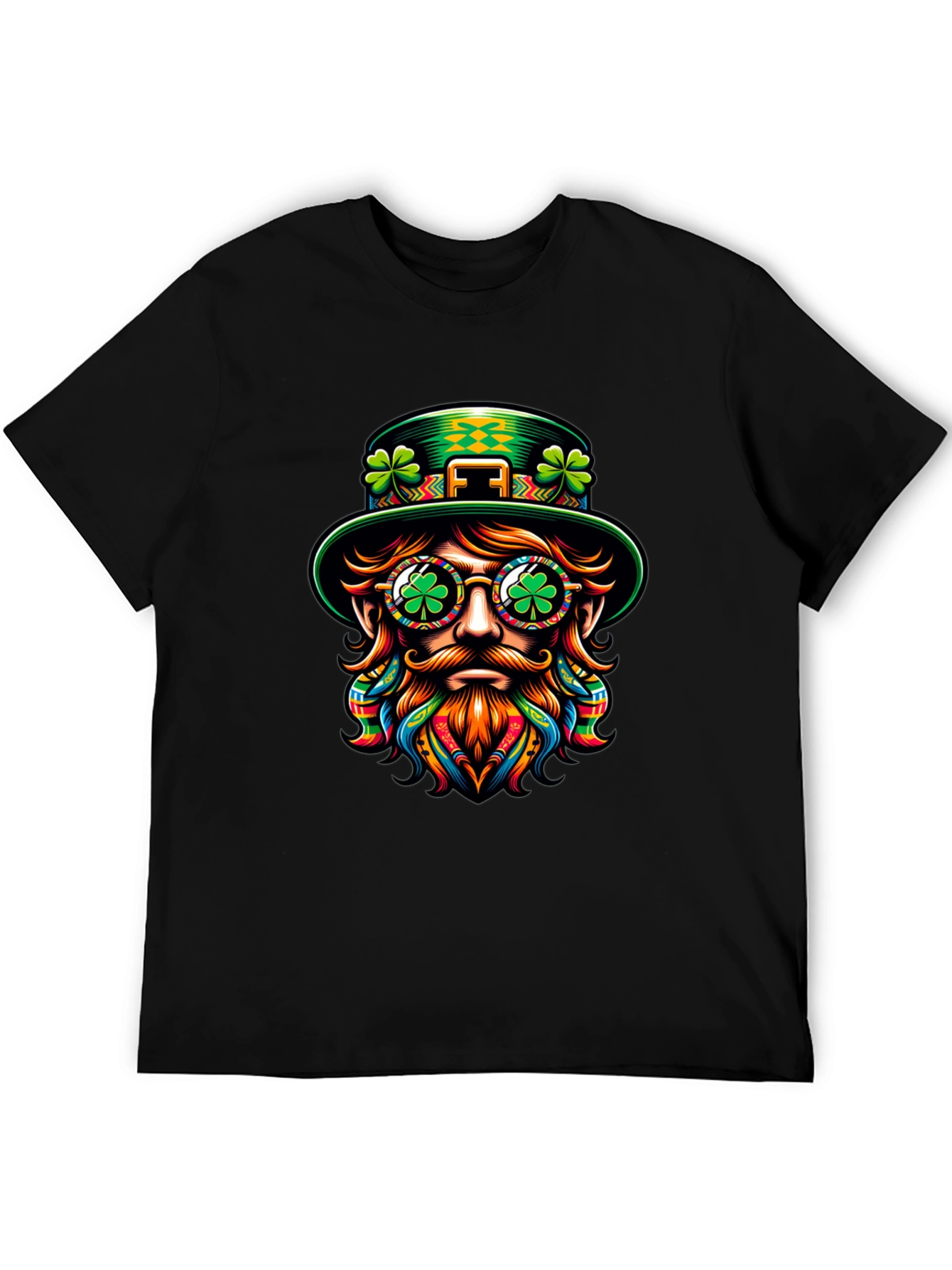 St Patricks Day Leprechaun Graphic Tee - Black