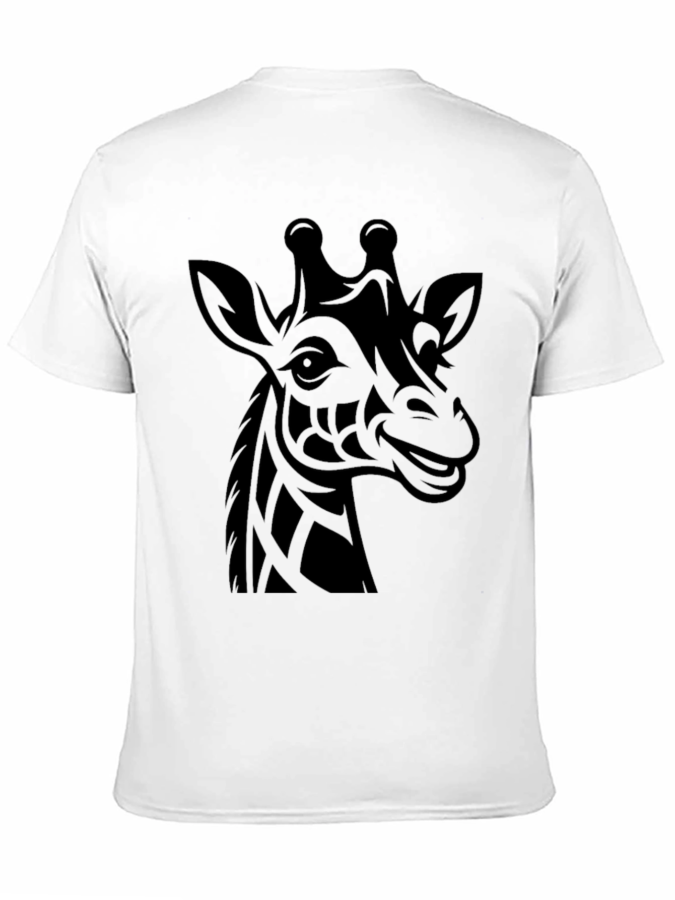 Tribal Giraffe Graphic Tee - Black Cotton T-Shirt