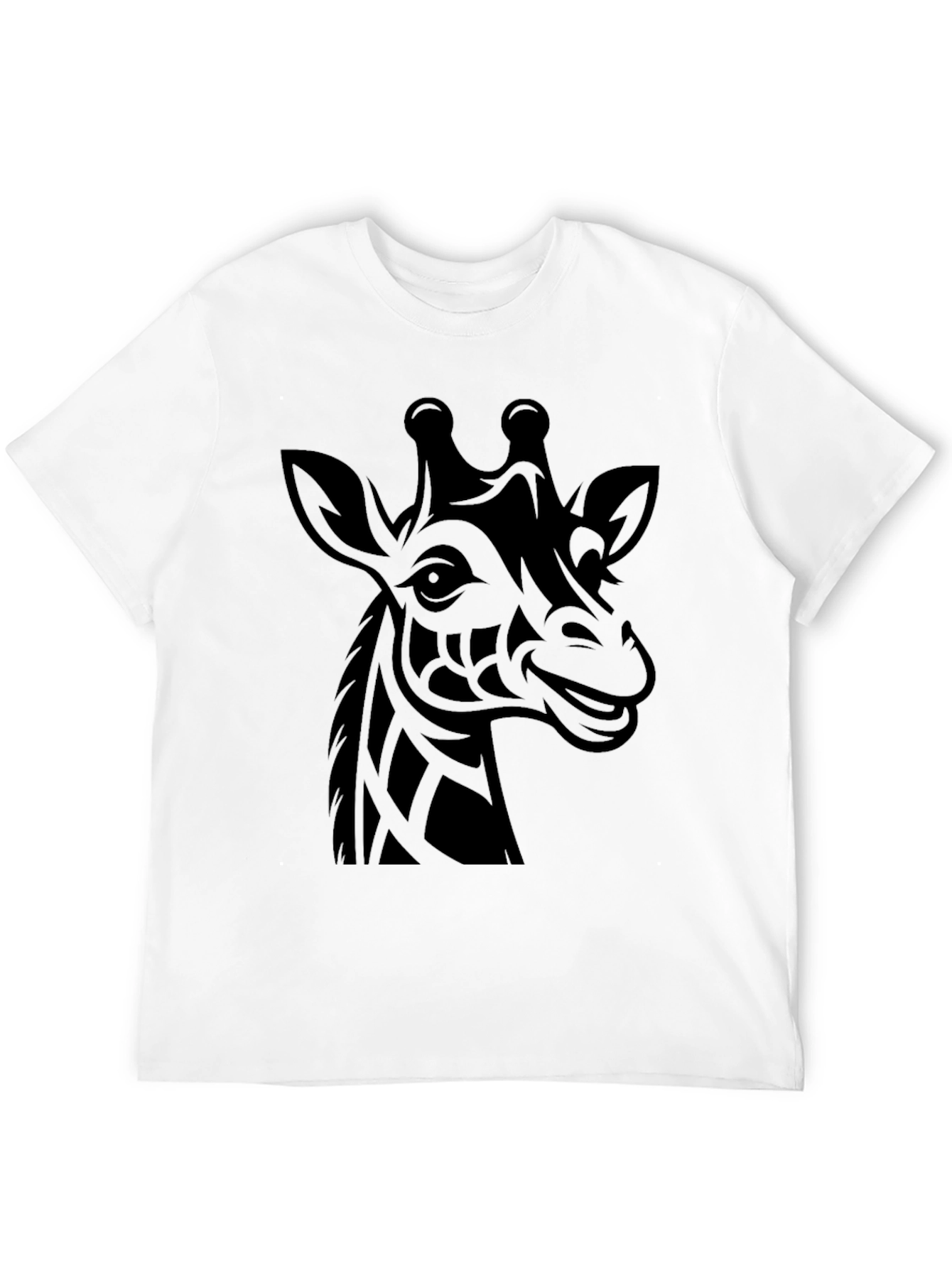 Tribal Giraffe Graphic Tee - Black Cotton T-Shirt