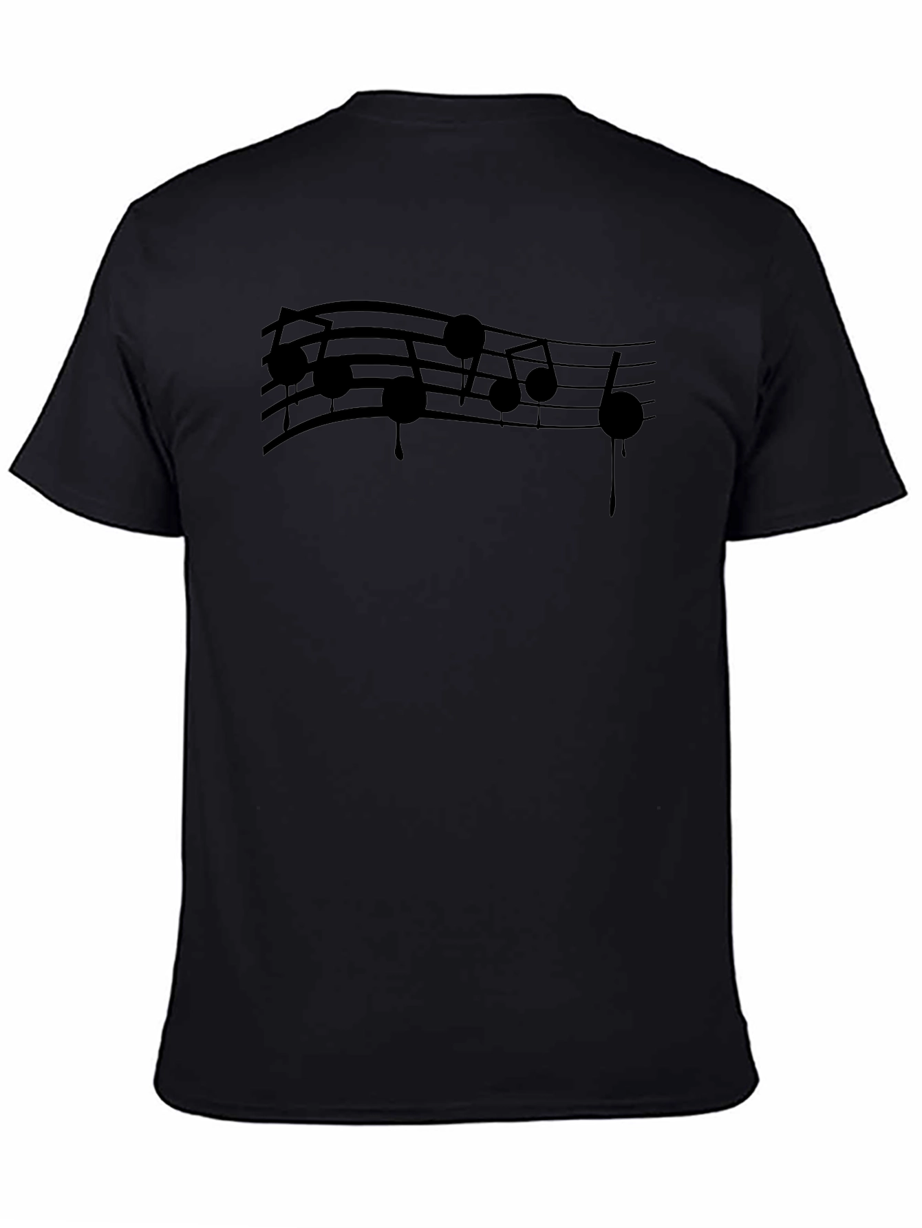 Music Notes Graphic Tee - Black Cotton Blend