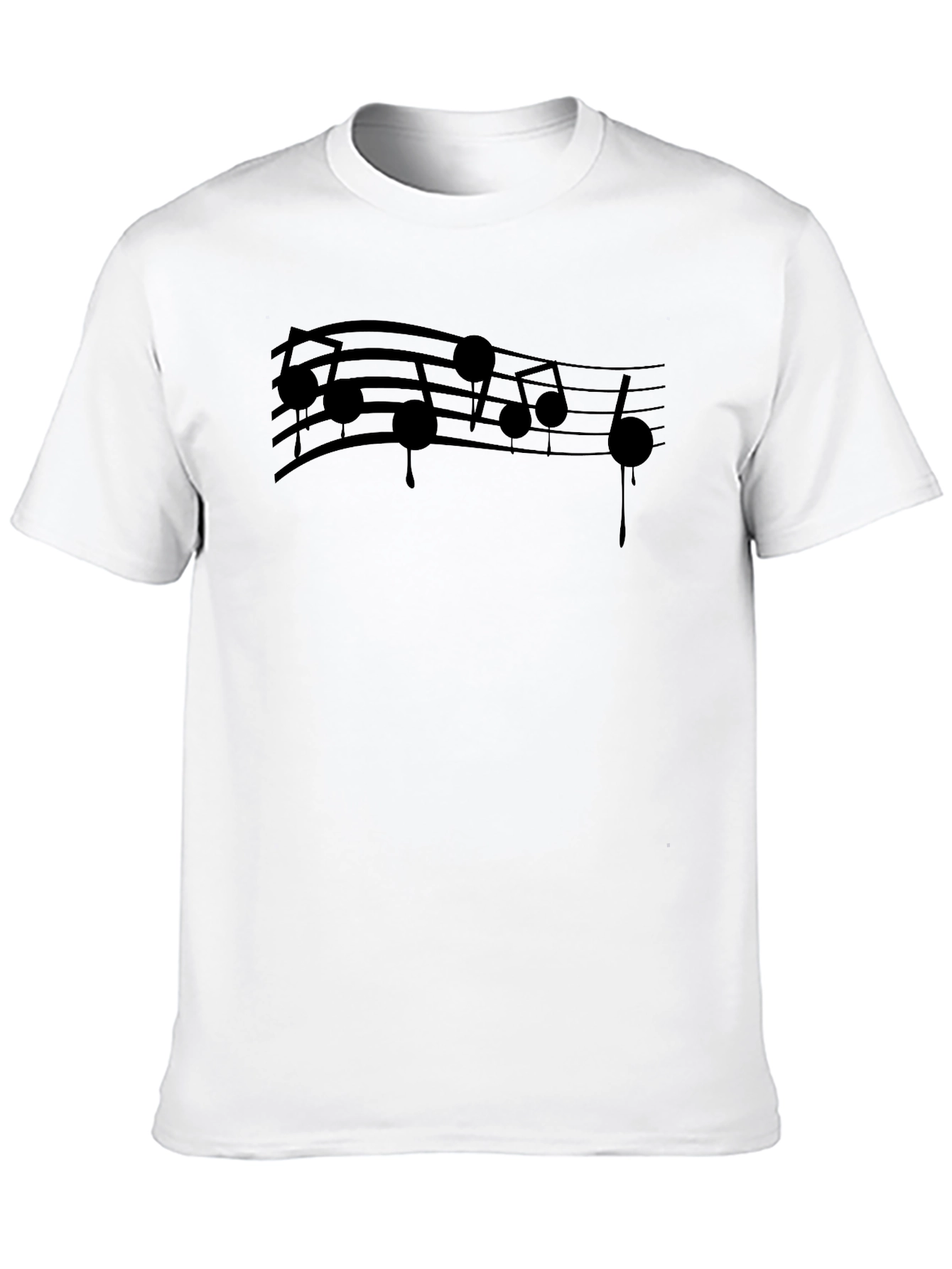 Music Notes Graphic Tee - Black Cotton Blend