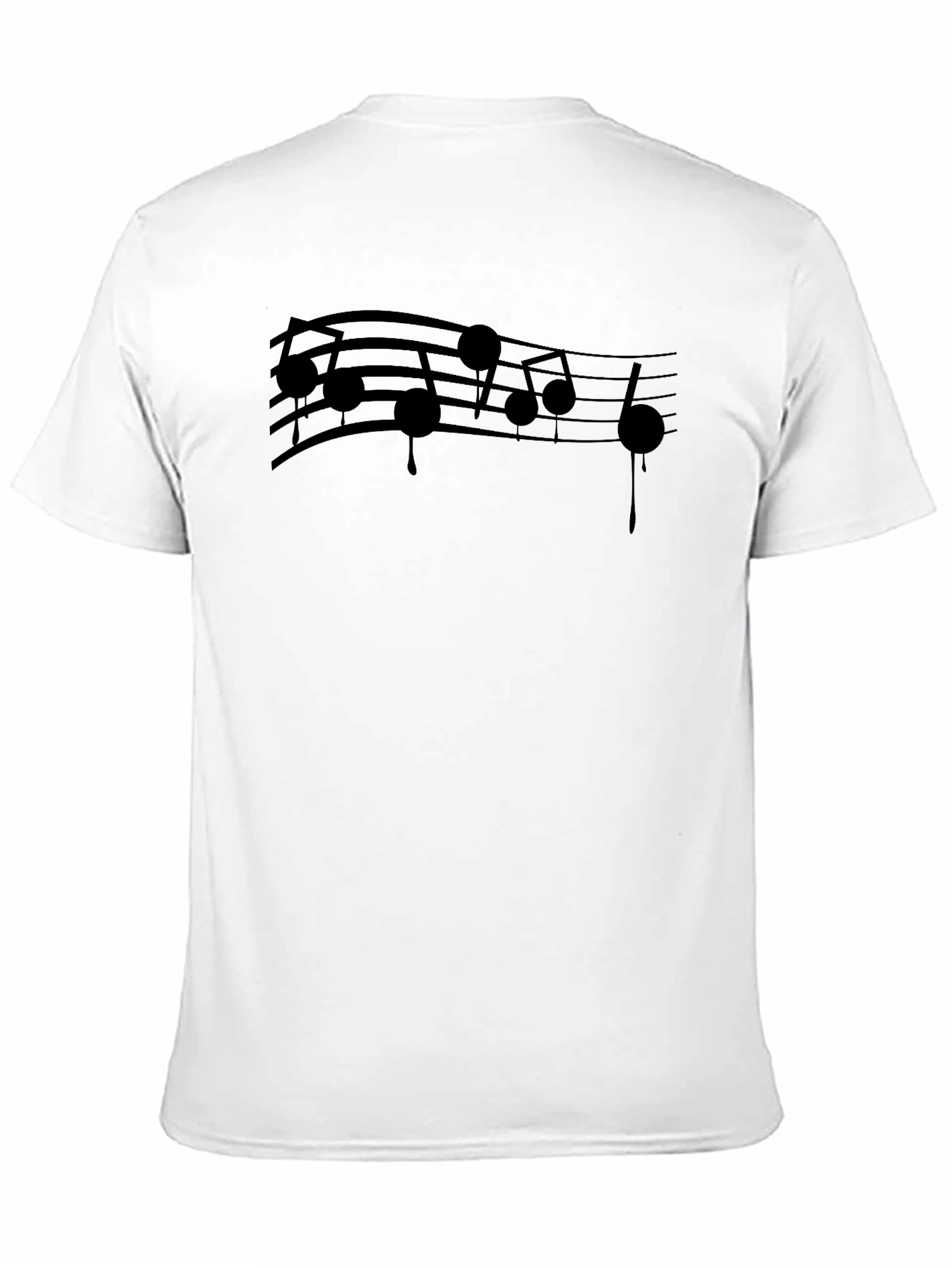 Music Notes Graphic Tee - Black Cotton Blend