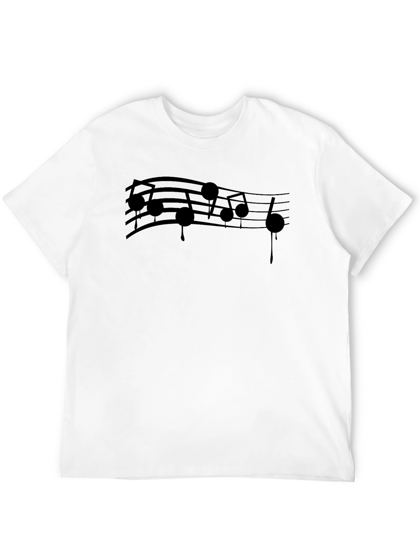 Music Notes Graphic Tee - Black Cotton Blend