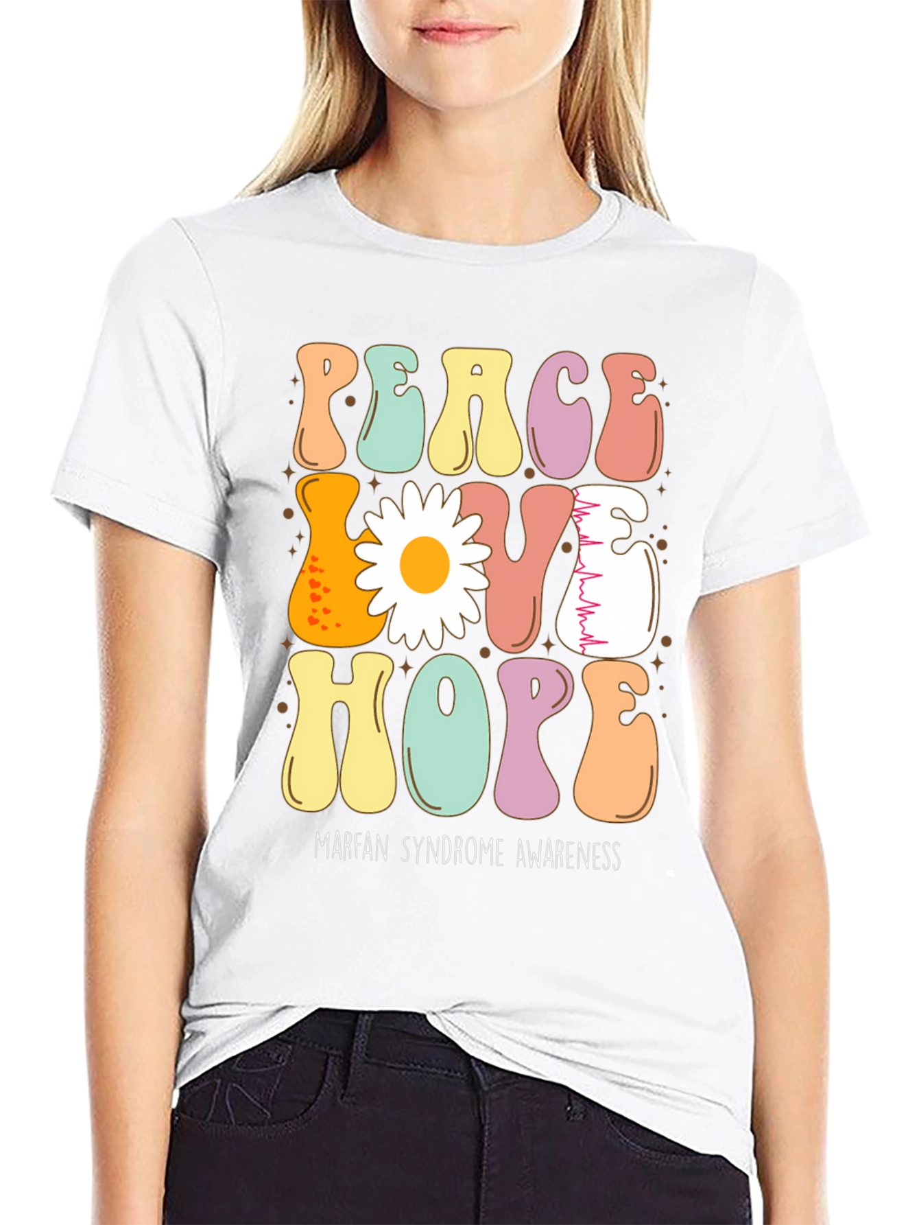 Peace Love Hope Marfan Syndrome Awareness T-Shirt