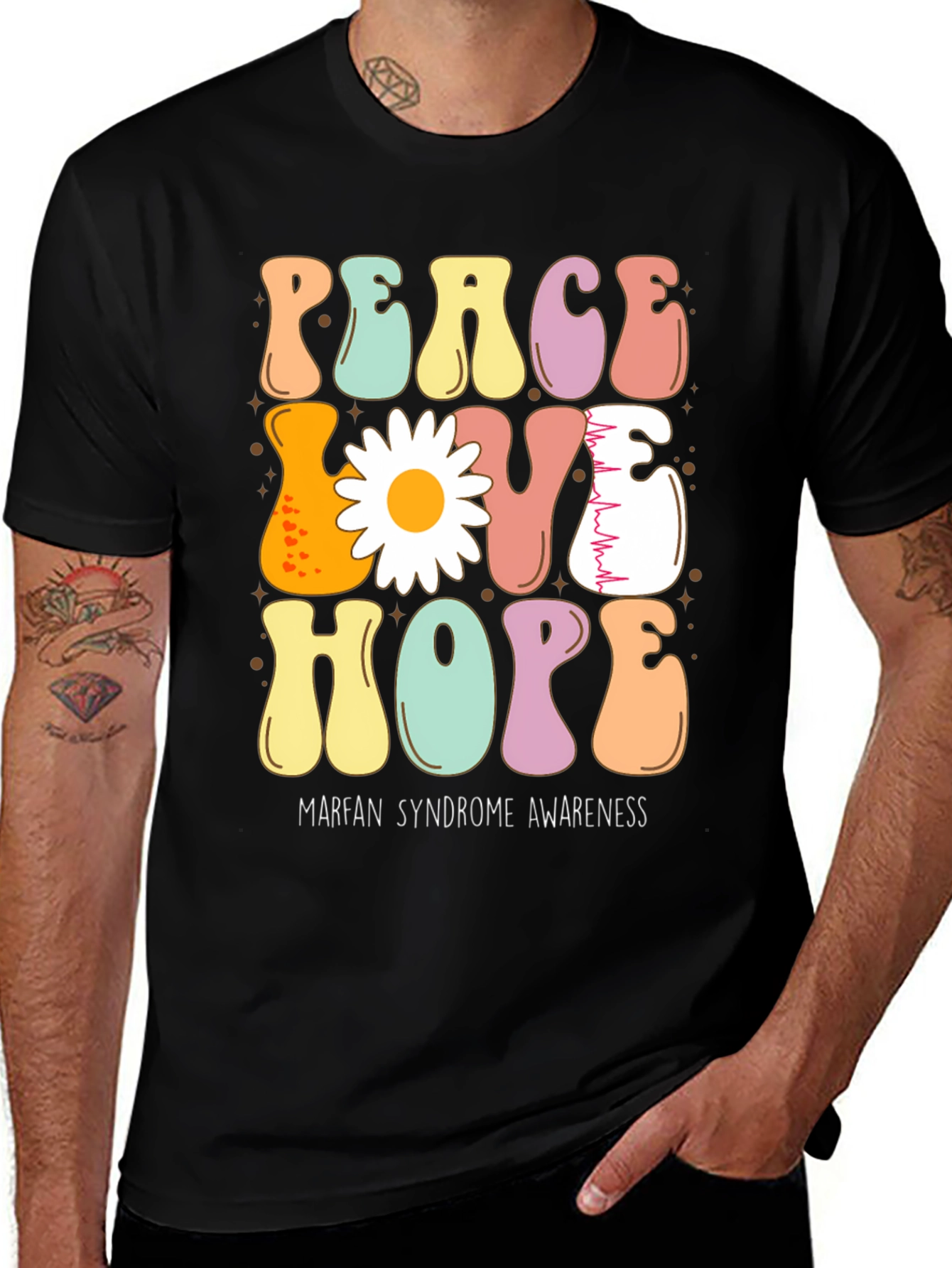 Peace Love Hope Marfan Syndrome Awareness T-Shirt