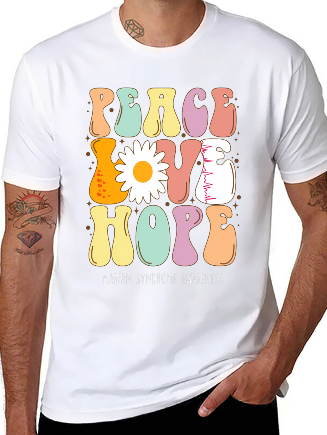 Peace Love Hope Marfan Syndrome Awareness T-Shirt