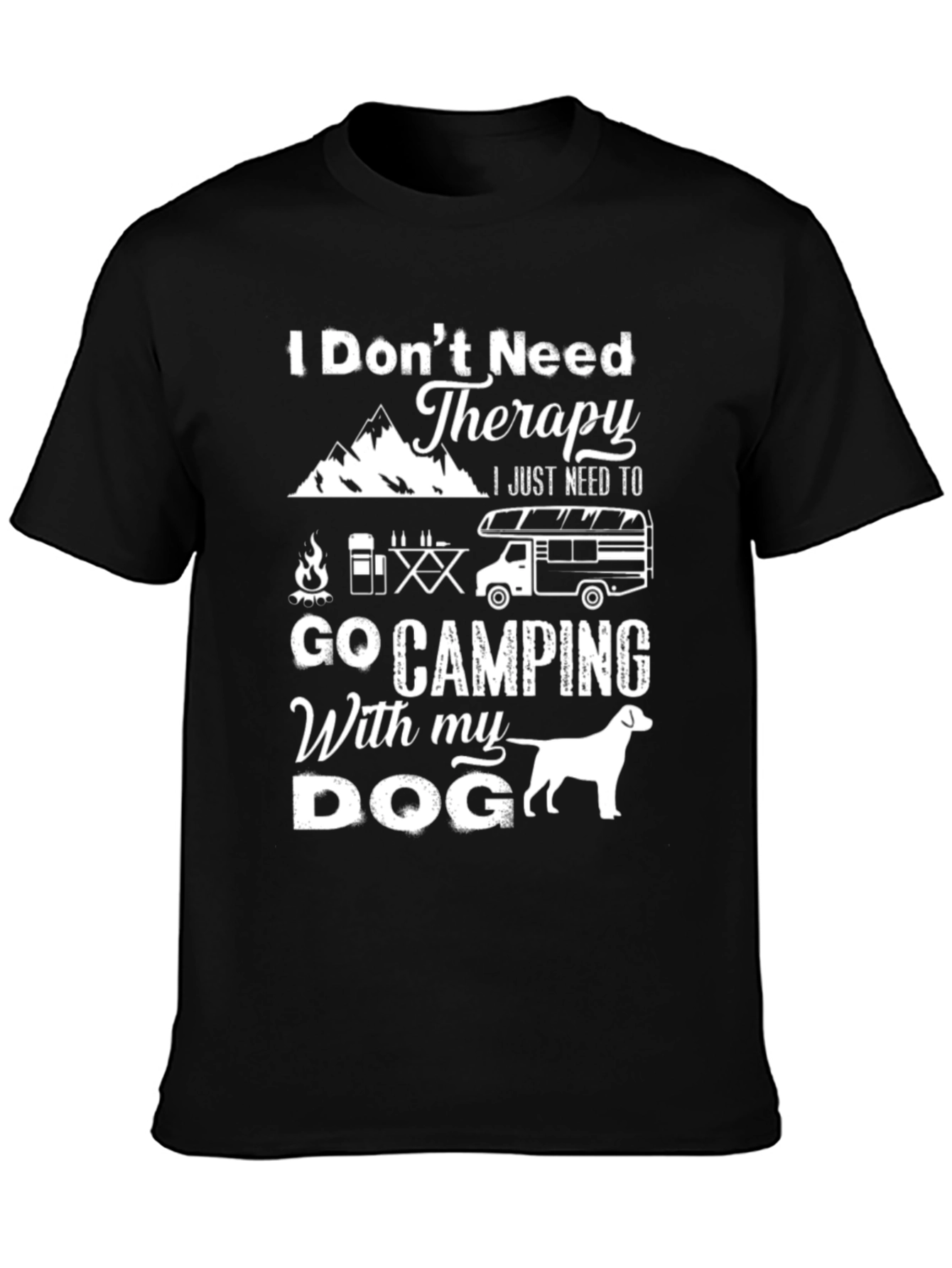 Camping with My Dog Graphic Tee - Black T-Shirt