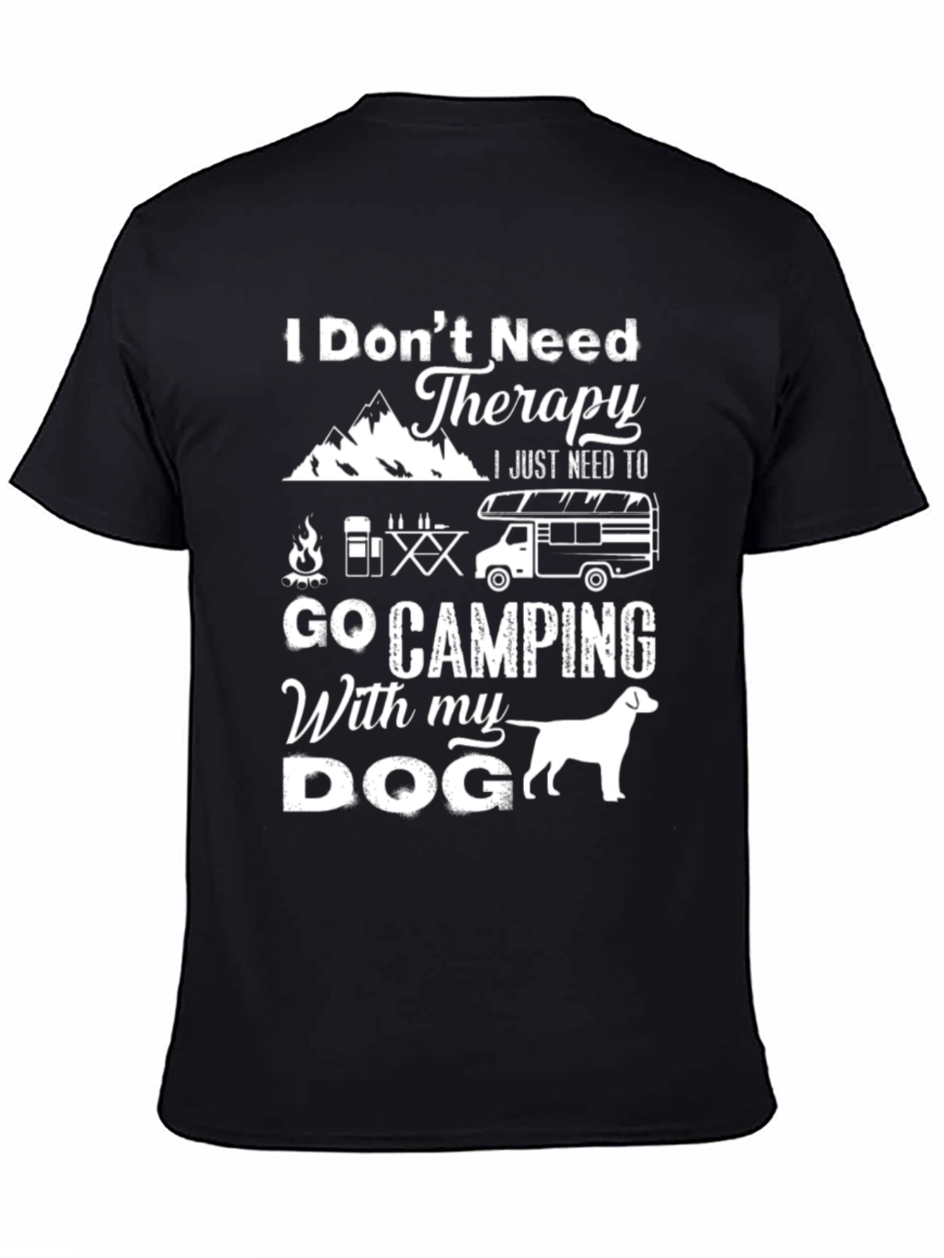 Camping with My Dog Graphic Tee - Black T-Shirt