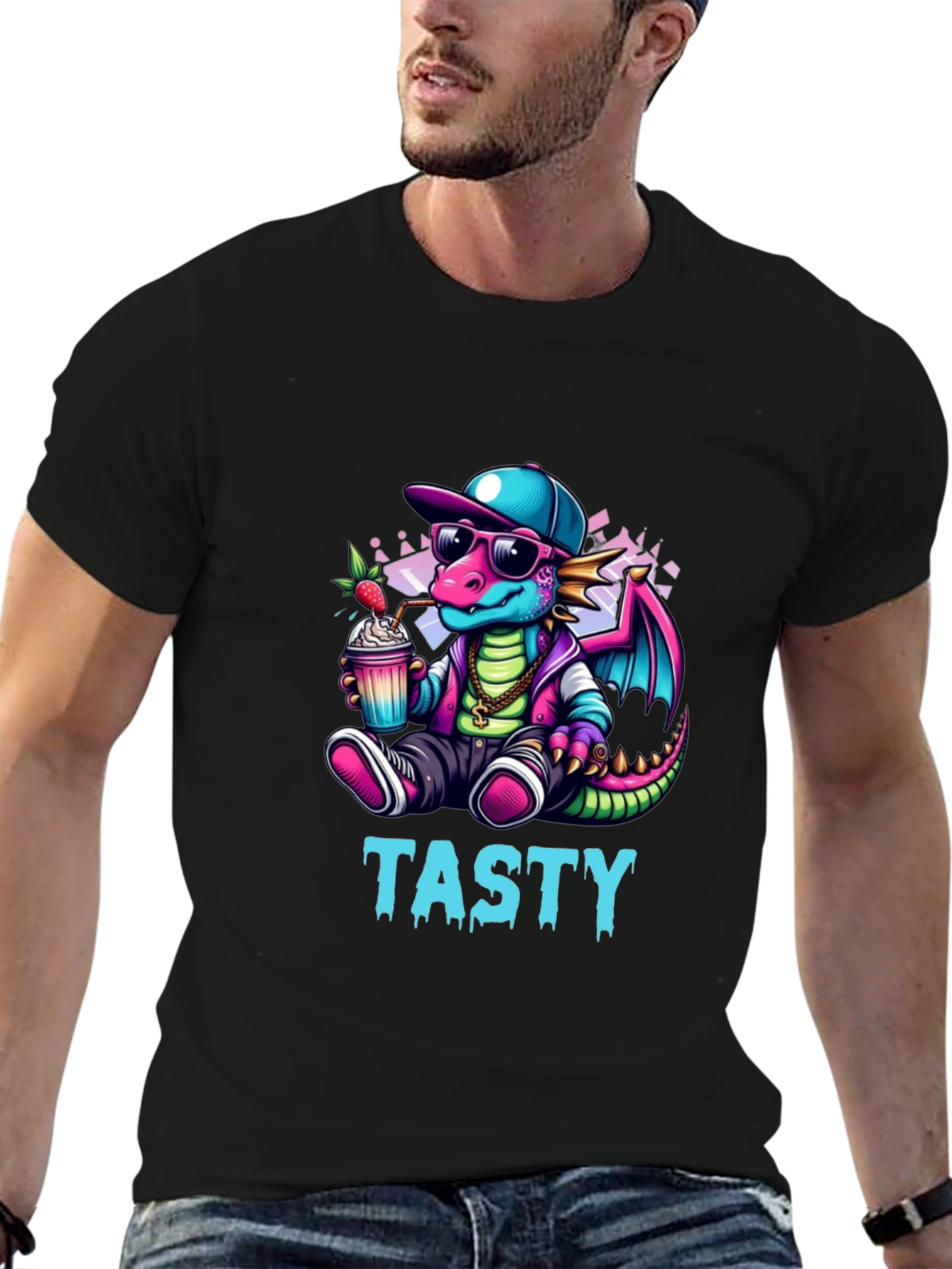 Tasty Dragon Graphic Tee - Cool Cartoon Style