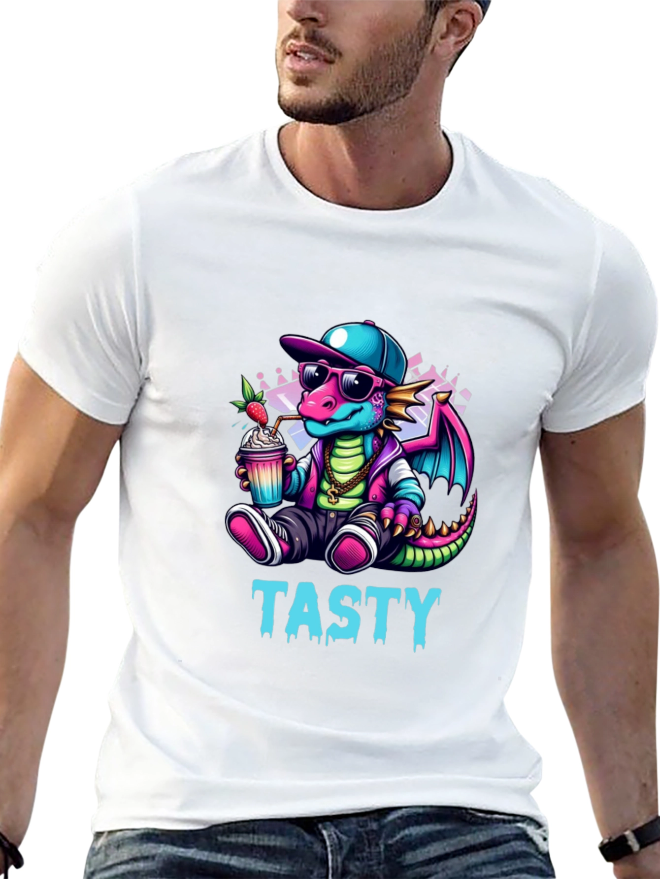 Tasty Dragon Graphic Tee - Cool Cartoon Style