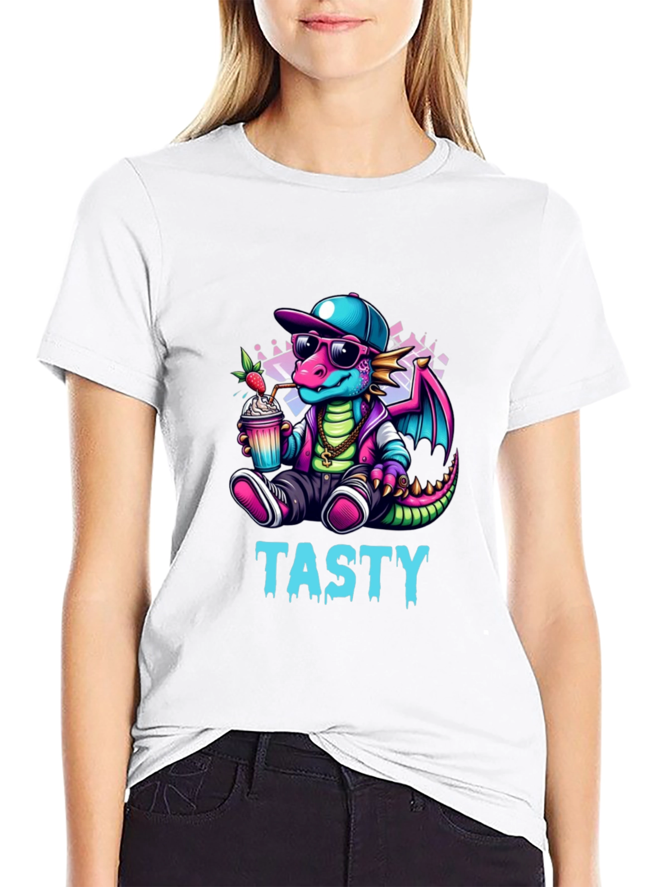Tasty Dragon Graphic Tee - Cool Cartoon Style