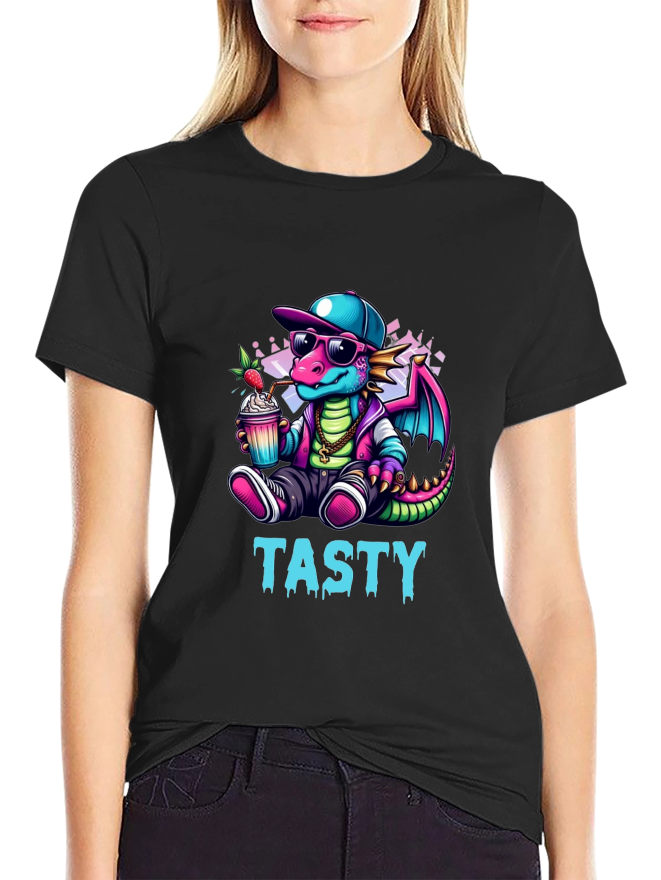 Tasty Dragon Graphic Tee - Cool Cartoon Style