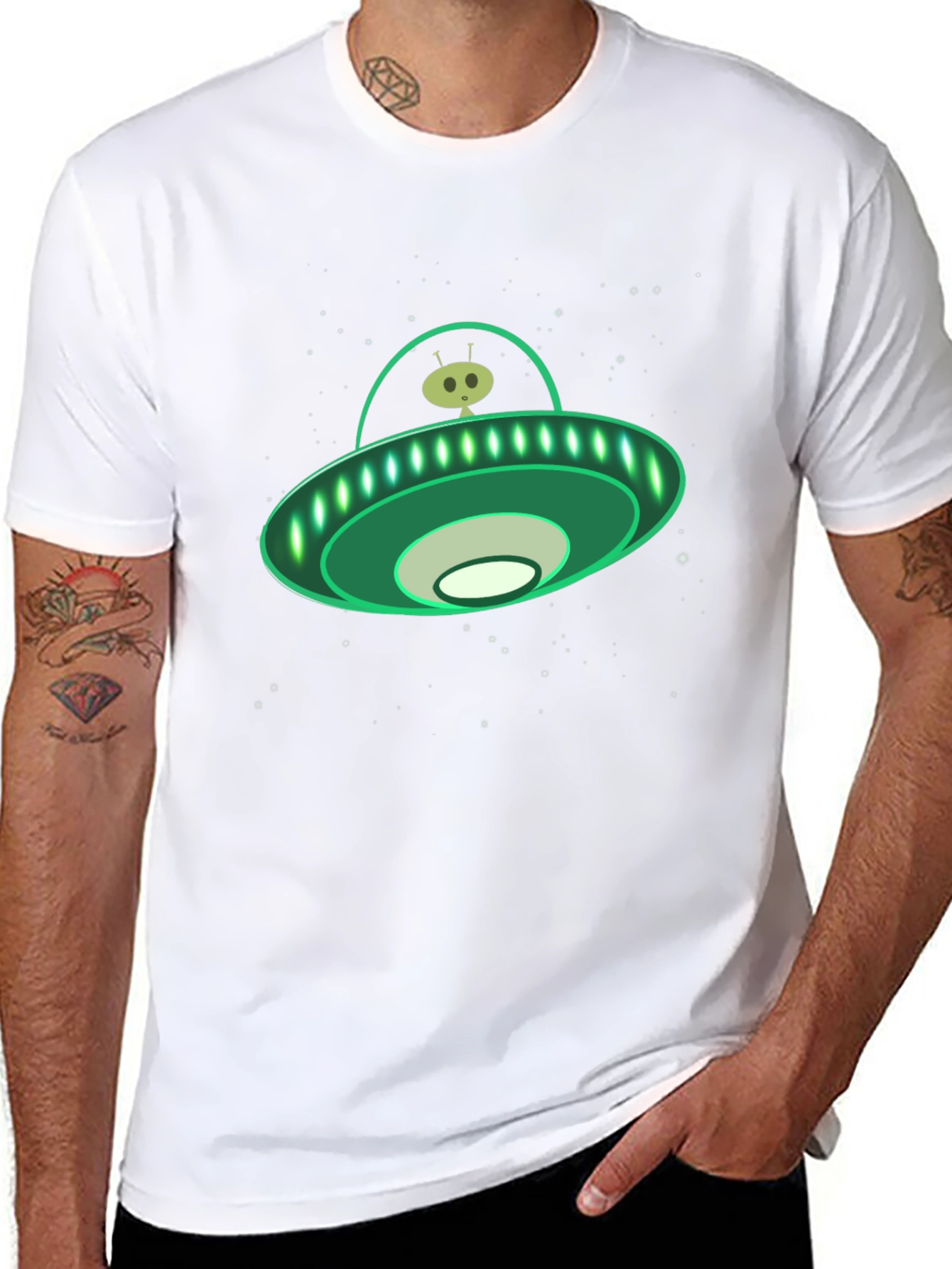 Alien UFO Graphic Tee - Black