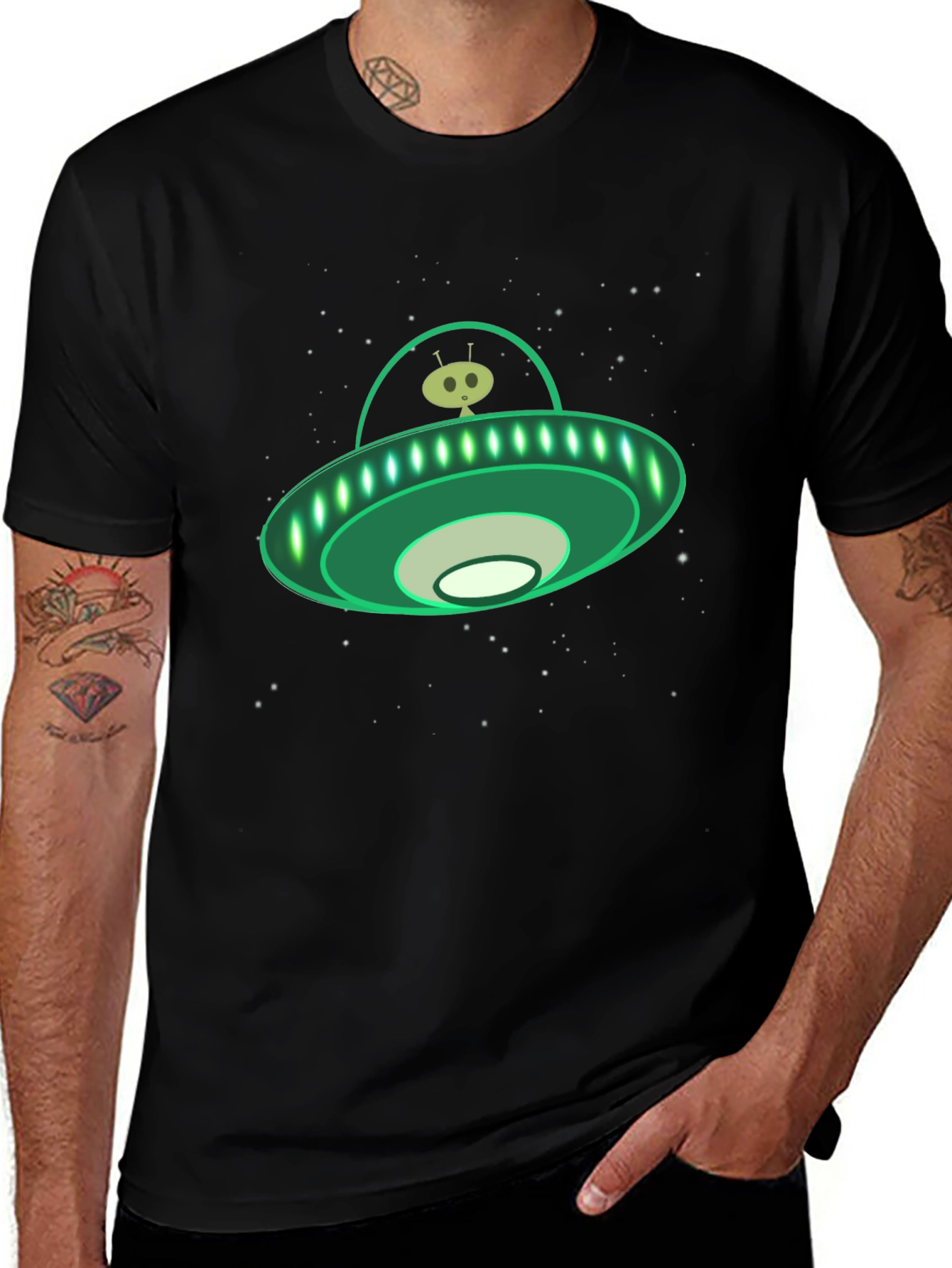Alien UFO Graphic Tee - Black