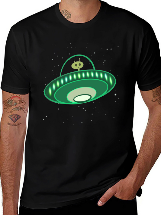 Alien UFO Graphic Tee - Black