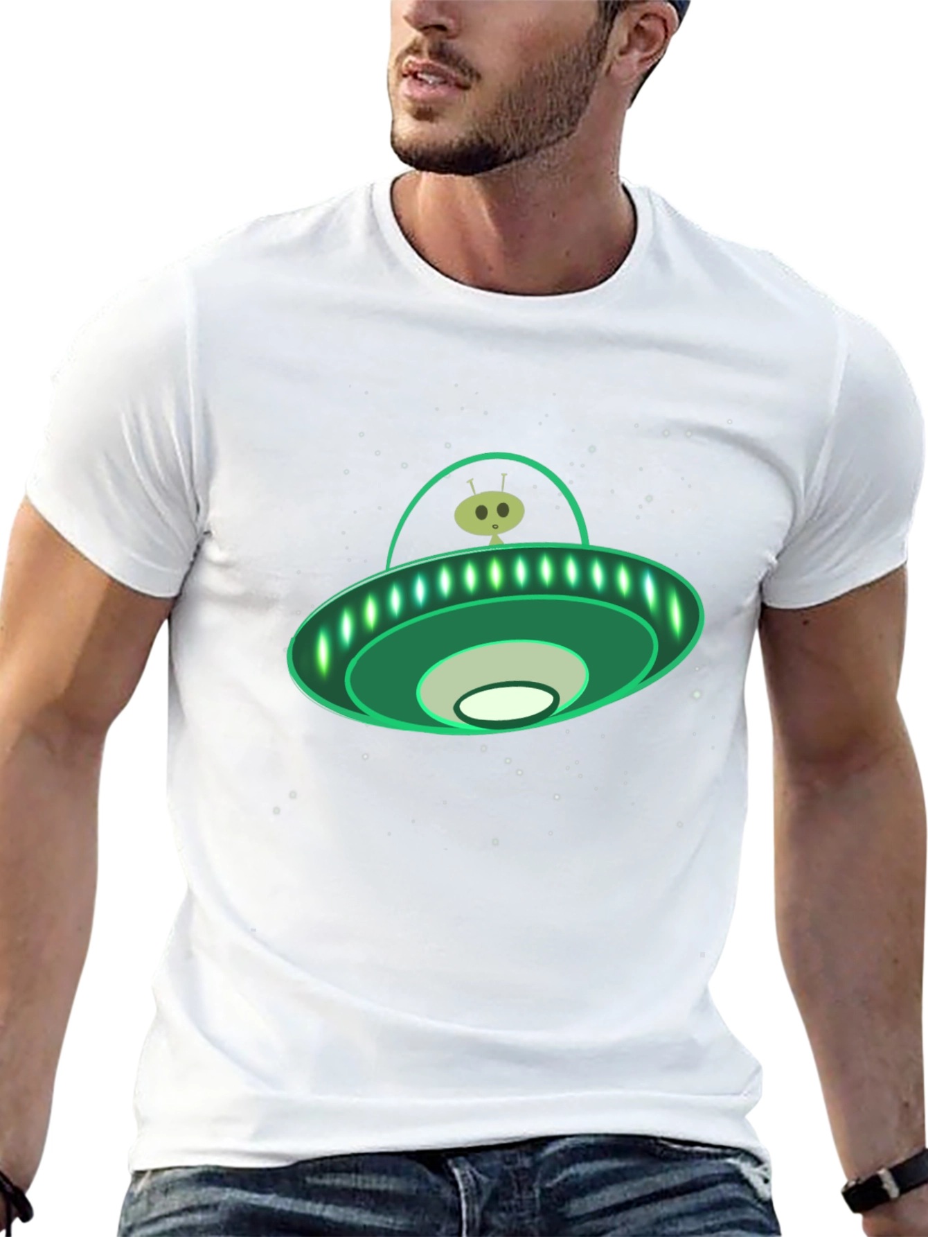 Alien UFO Graphic Tee - Black