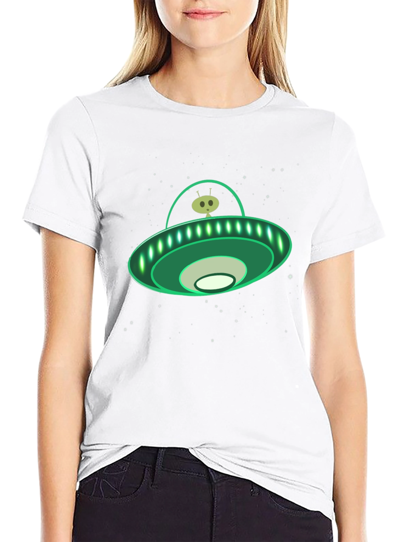Alien UFO Graphic Tee - Black
