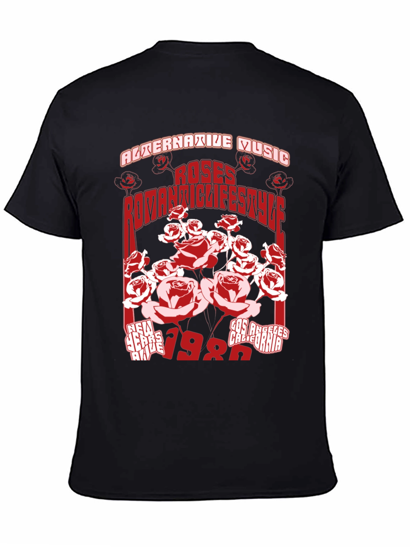Roses Romantic Lifestyle Black Graphic T-Shirt