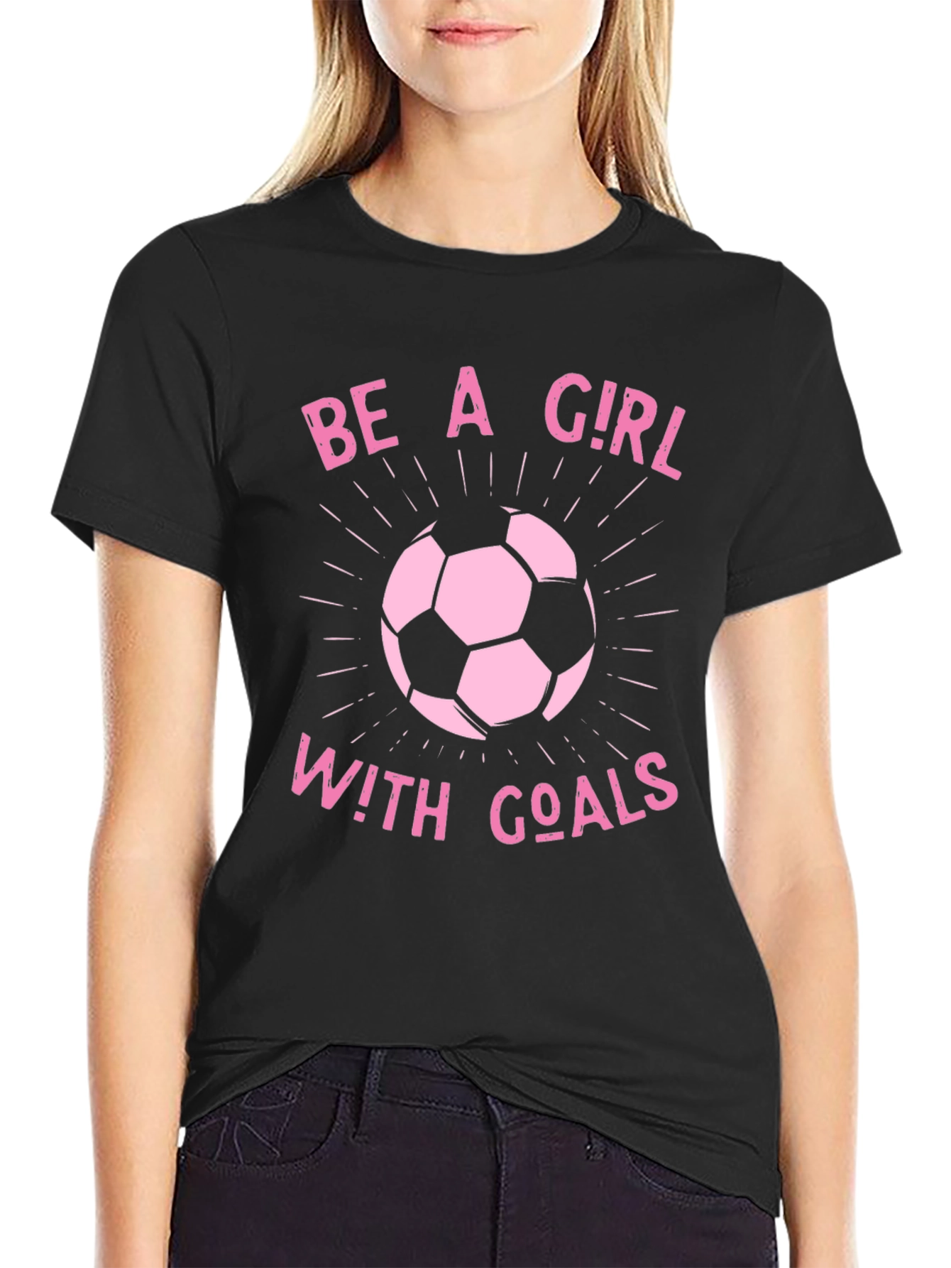 Girl With Goals Soccer T-Shirt - Black