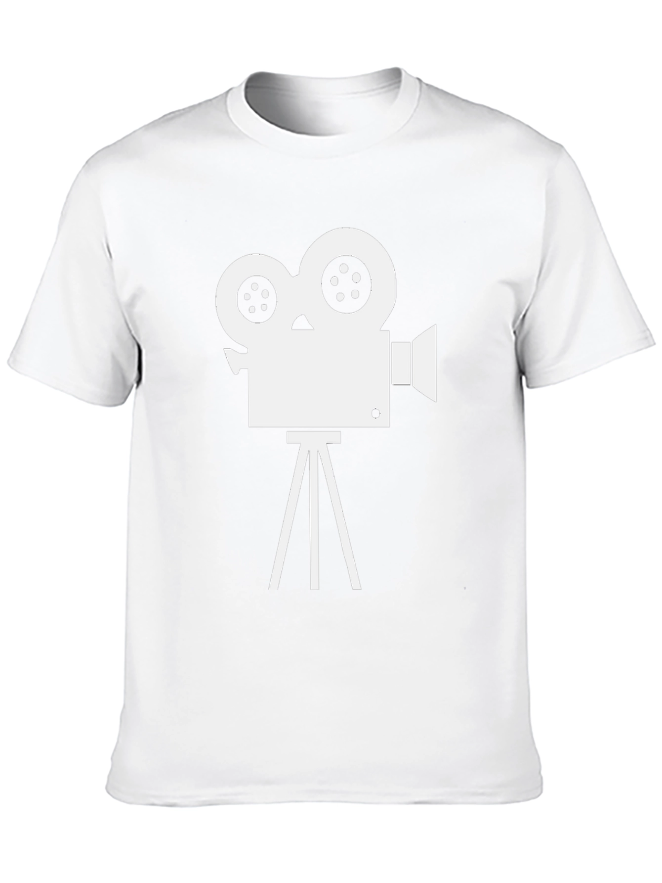Retro Movie Camera Graphic Tee - Black Cotton Blend