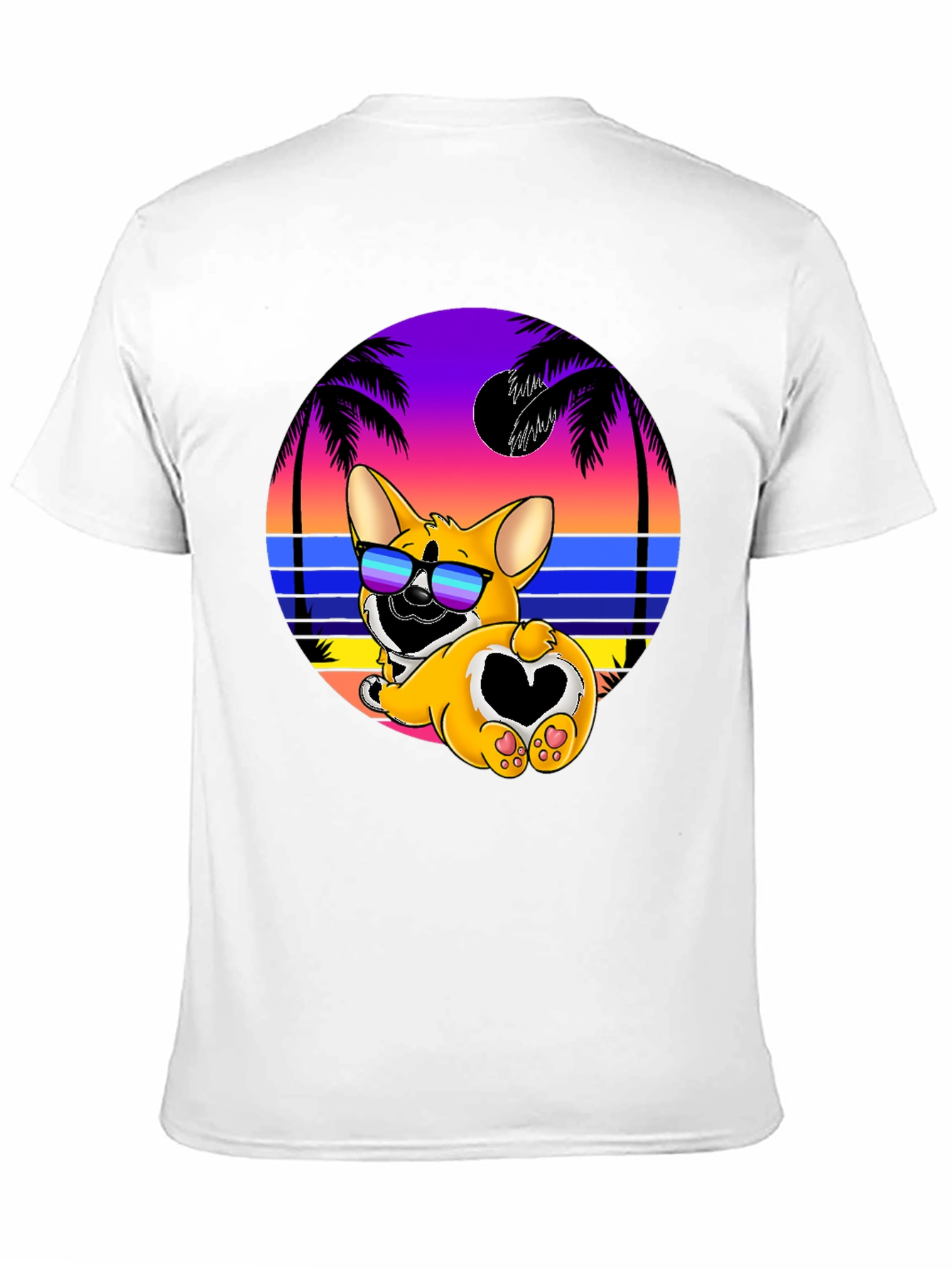 Corgi Beach Sunset Graphic T-Shirt