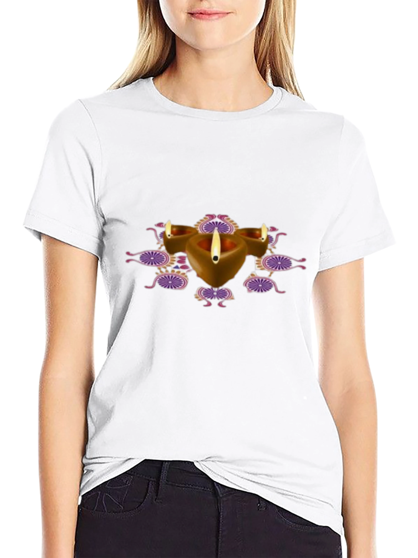 Diwali Diya Graphic Black T-Shirt