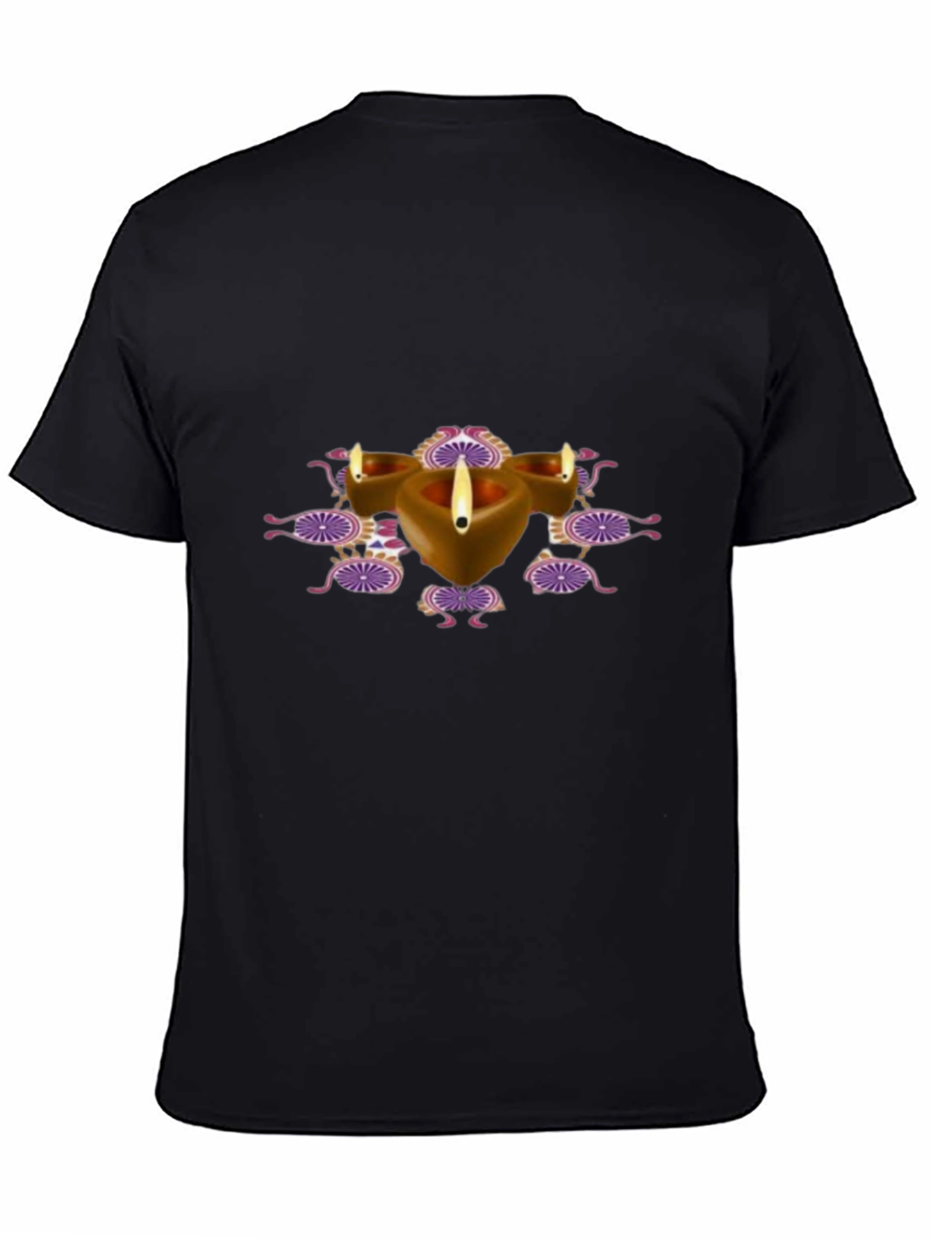Diwali Diya Graphic Black T-Shirt