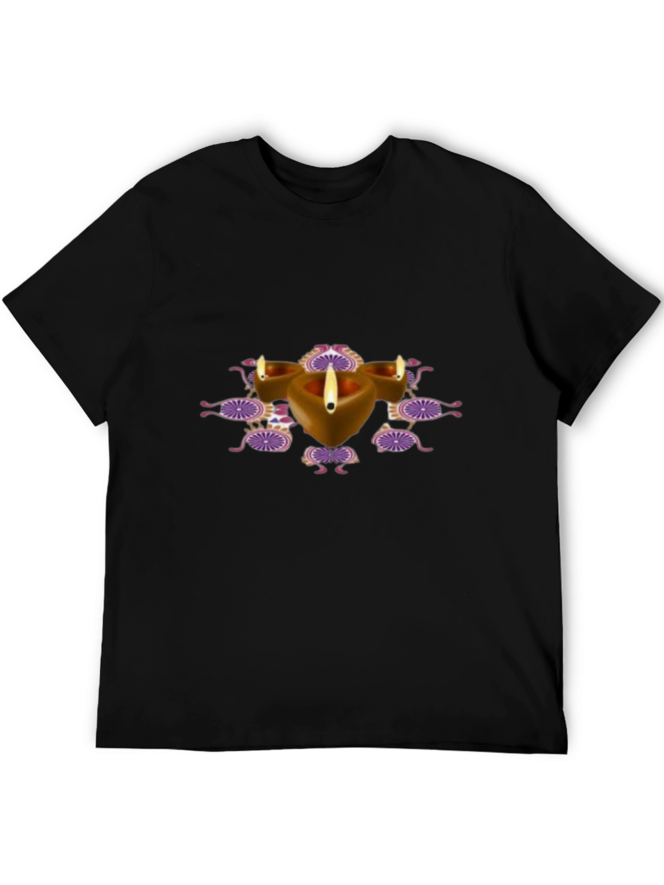 Diwali Diya Graphic Black T-Shirt