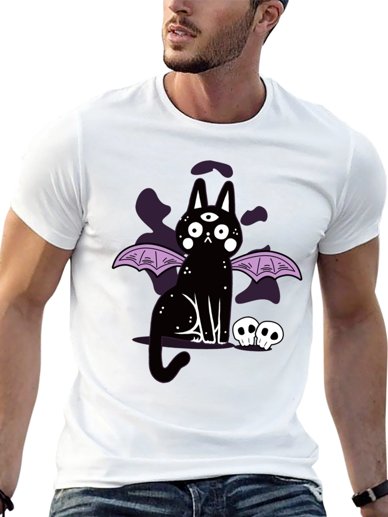 Gothic Cat T-Shirt - Three Eyed Bat Wing Cat