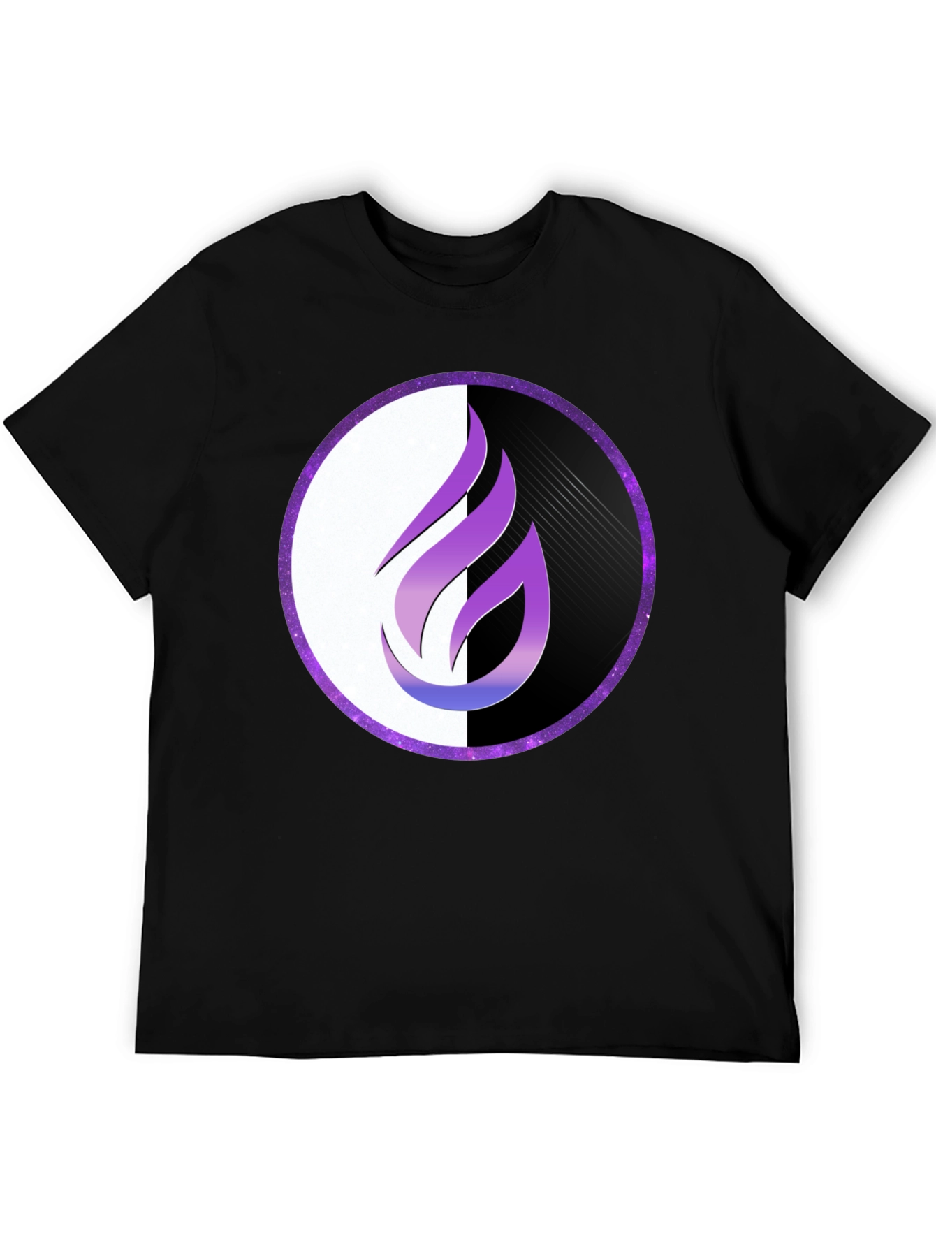 Flame Circle Graphic Tee - Black Cotton Blend Shirt