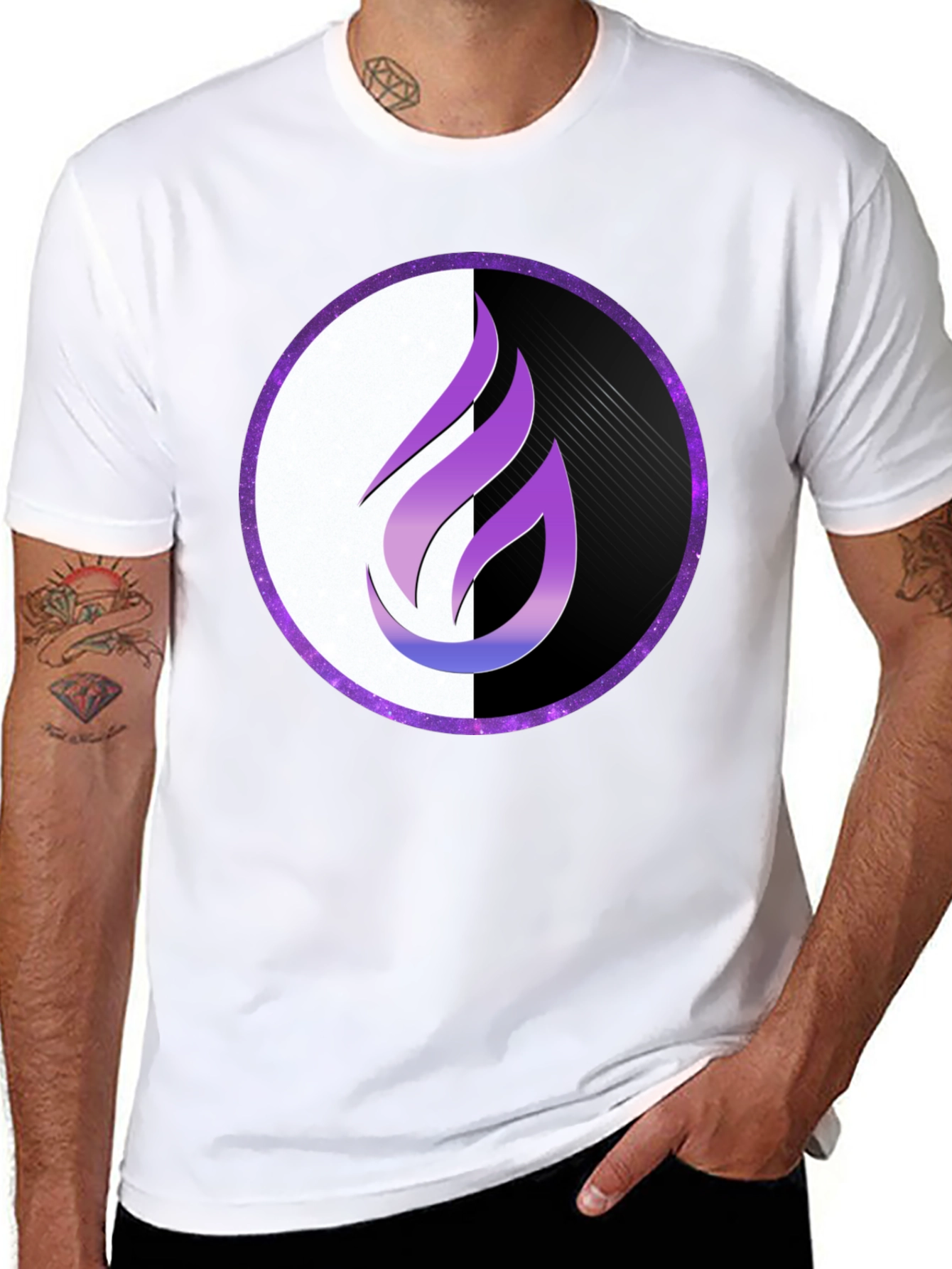 Flame Circle Graphic Tee - Black Cotton Blend Shirt