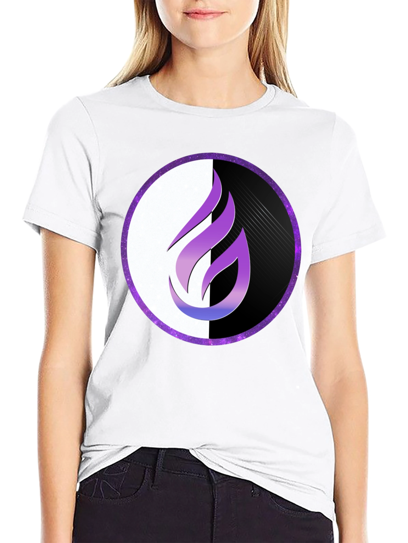 Flame Circle Graphic Tee - Black Cotton Blend Shirt