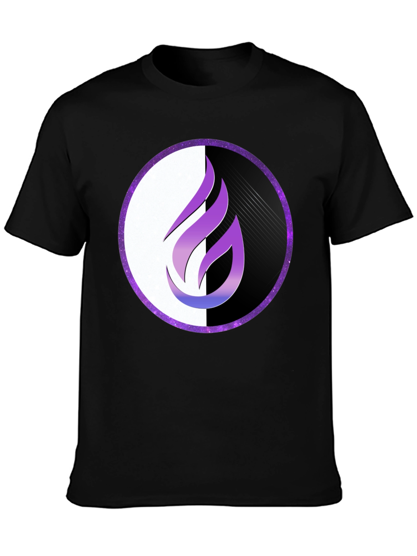 Flame Circle Graphic Tee - Black Cotton Blend Shirt