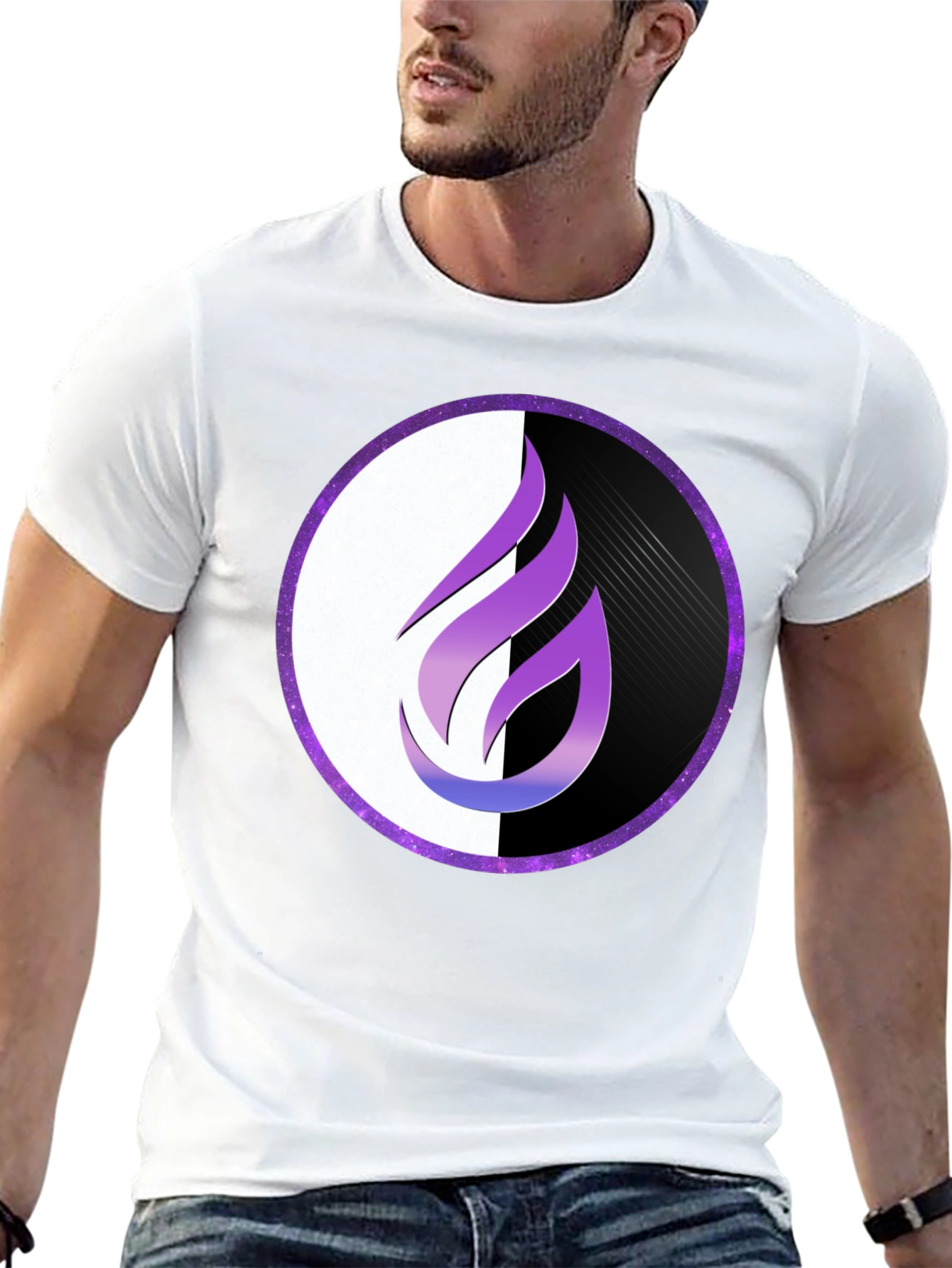 Flame Circle Graphic Tee - Black Cotton Blend Shirt
